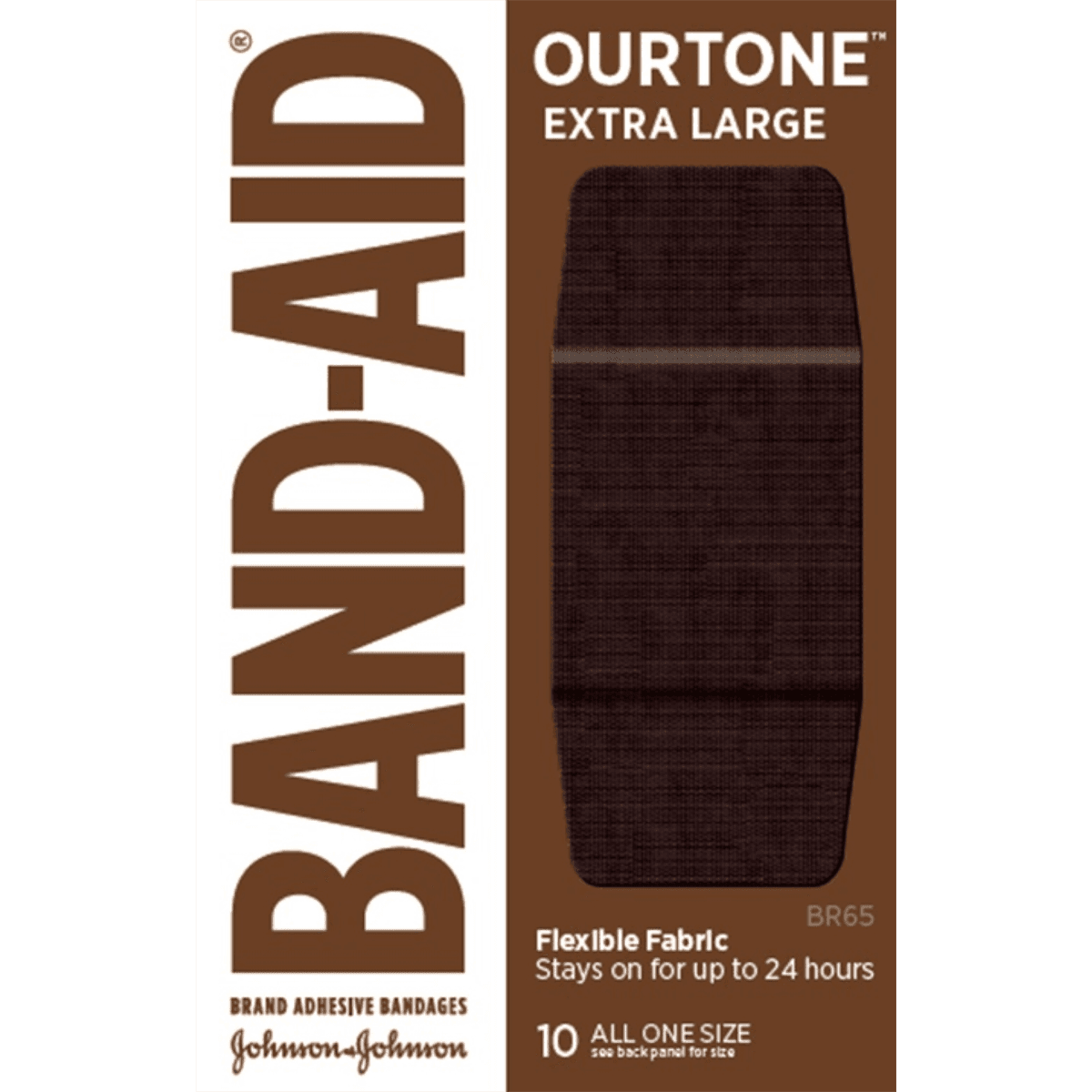 Band-Aid Ourtone Adhesive Bandage, Fabric, 1.75" x 4", Sterile, BR65 XL, 10/Box