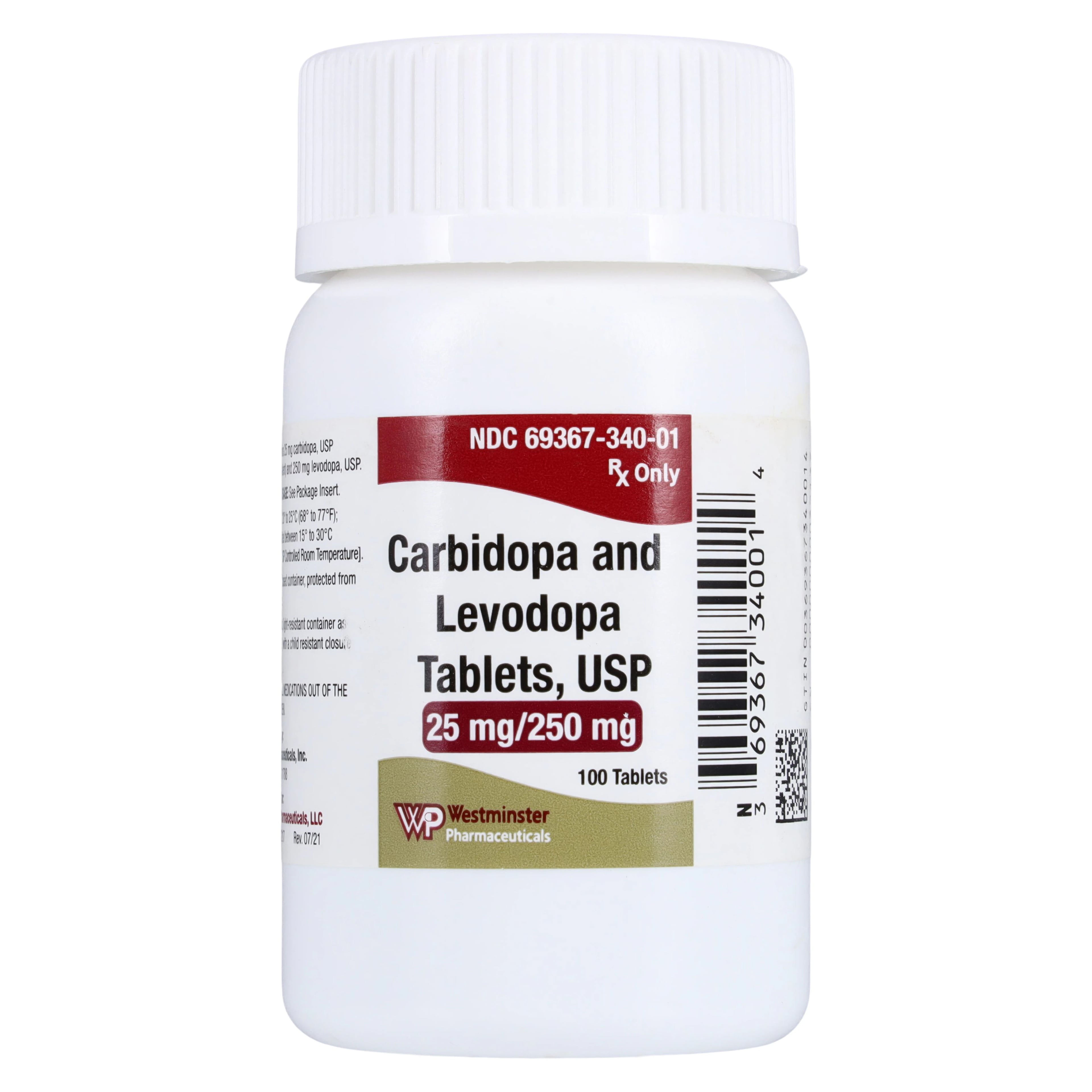 Carbidopa/Levodopa Tablets 25/250mg, 100 Tablets per Bottle