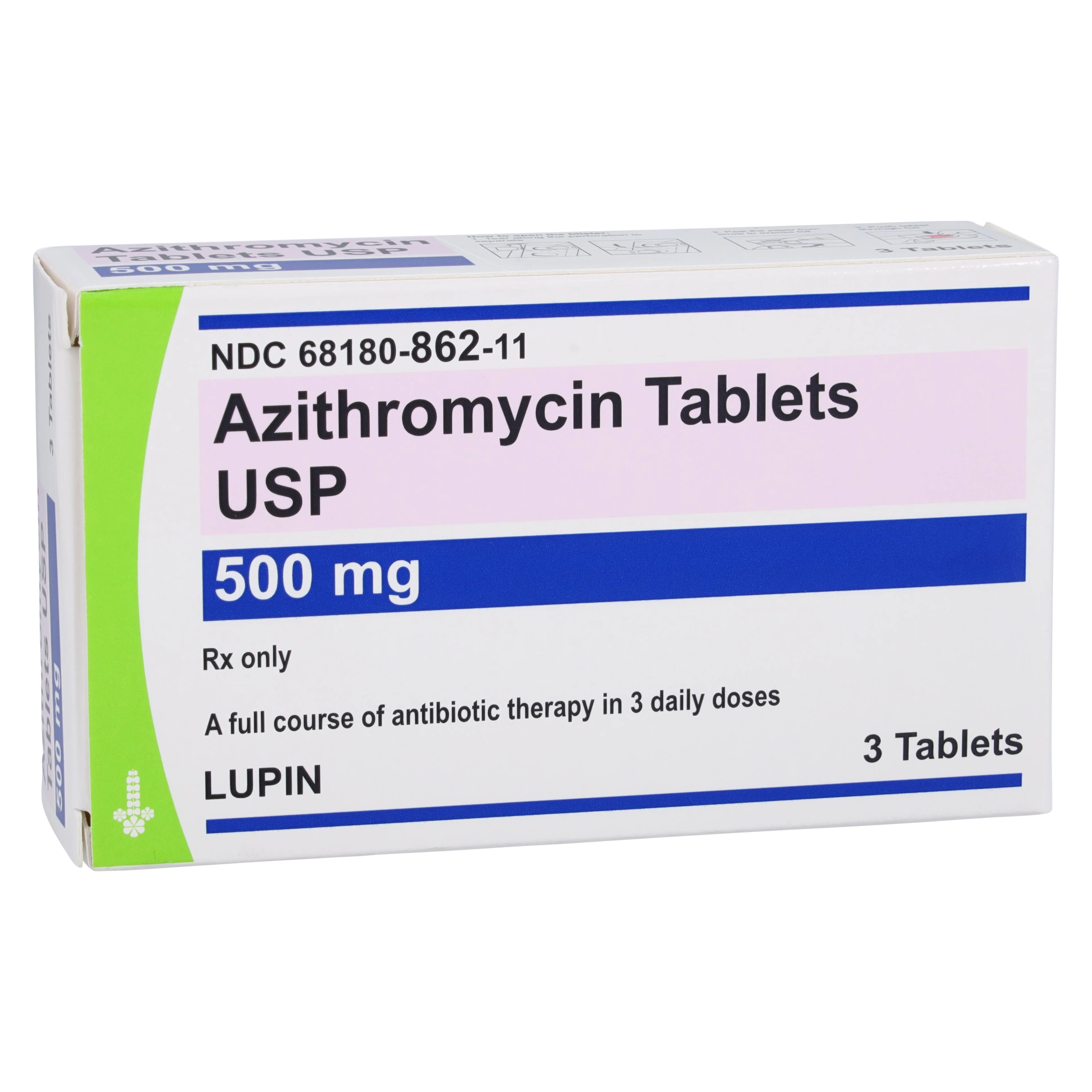 Azithromycin Tablets UD, 500mg, Unit Dose, 1x3/Package, Lupin Pharmaceuticals