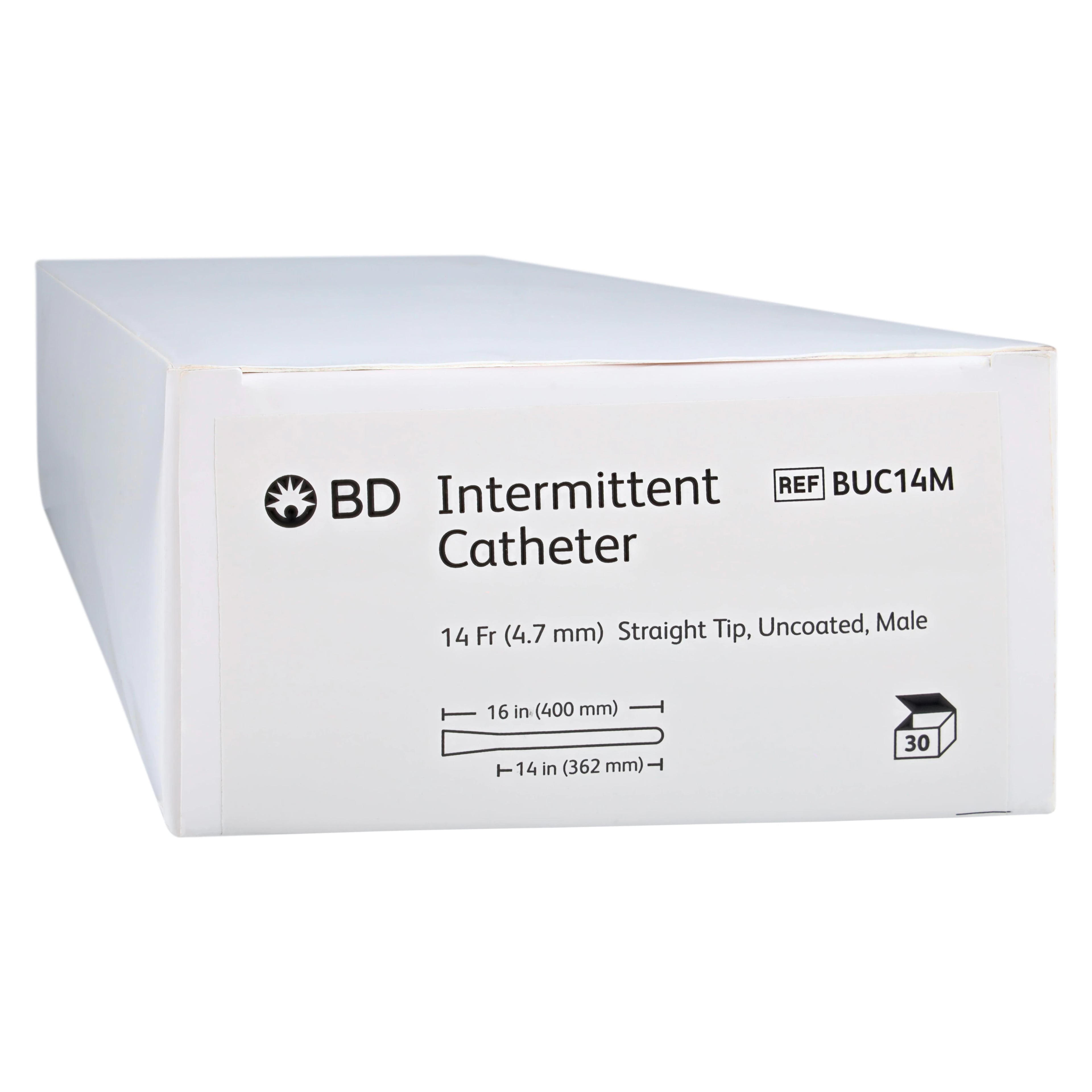 Intermittent Catheter, Straight Tip, Uncoated, 14 Fr