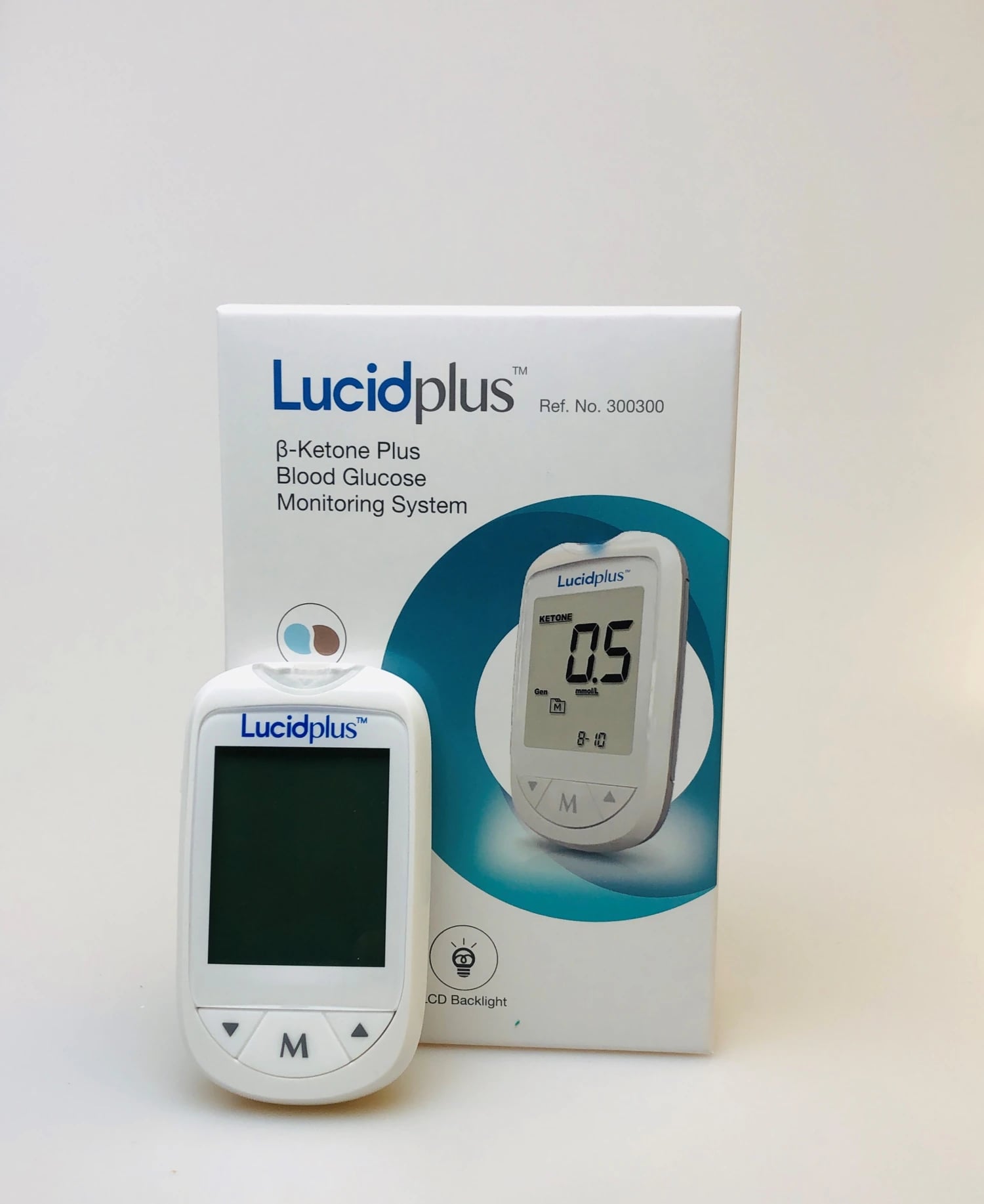 Lucidplus BHB Plus Glucose Monitor, CLIA Waived, Whole Blood Testing, 100 Tests, 1 AAA Battery