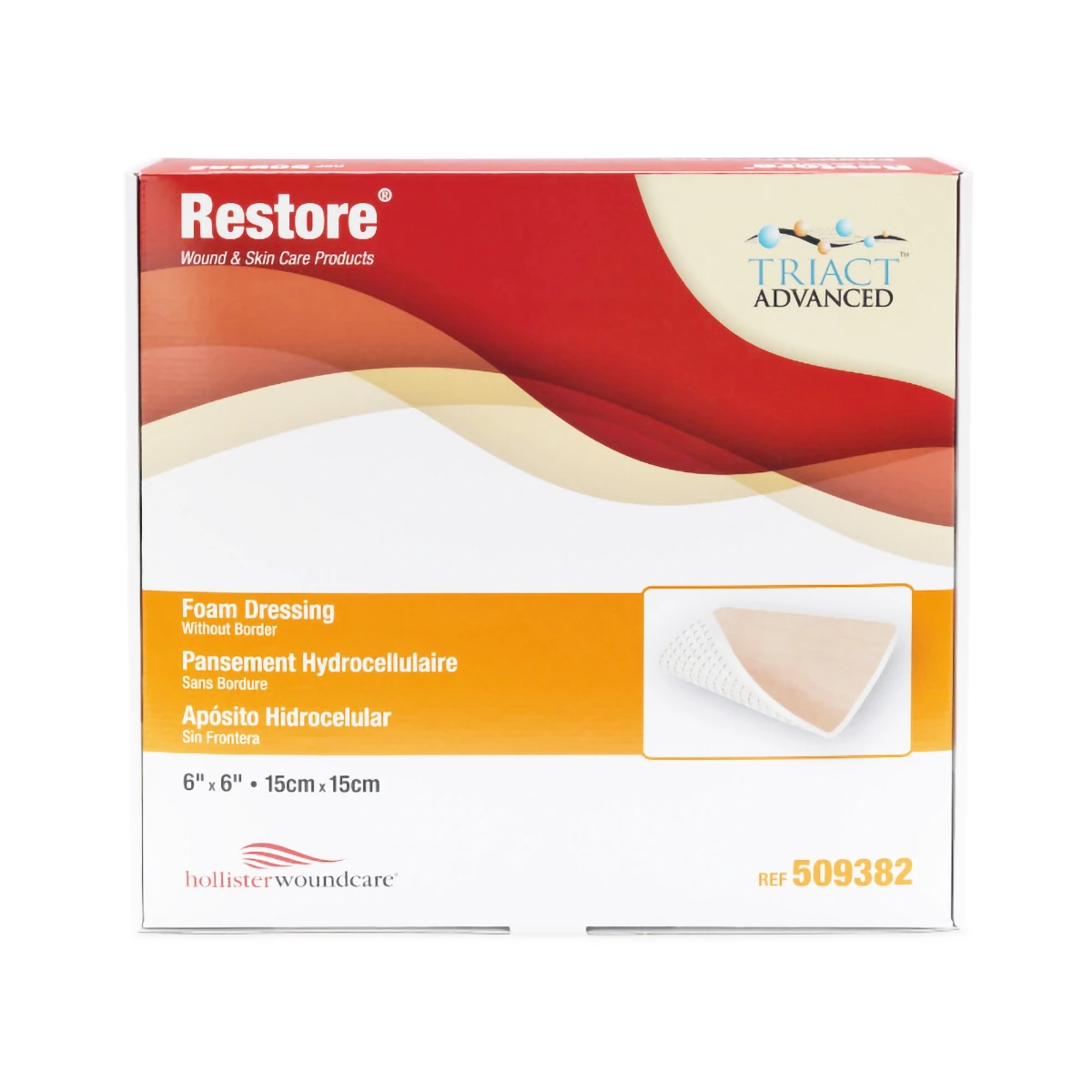 Restore Foam Non-Border Dressing, 6x6", Sterile, Latex-Free, 01KWC87QBW9CSDE6QJD195M8WA