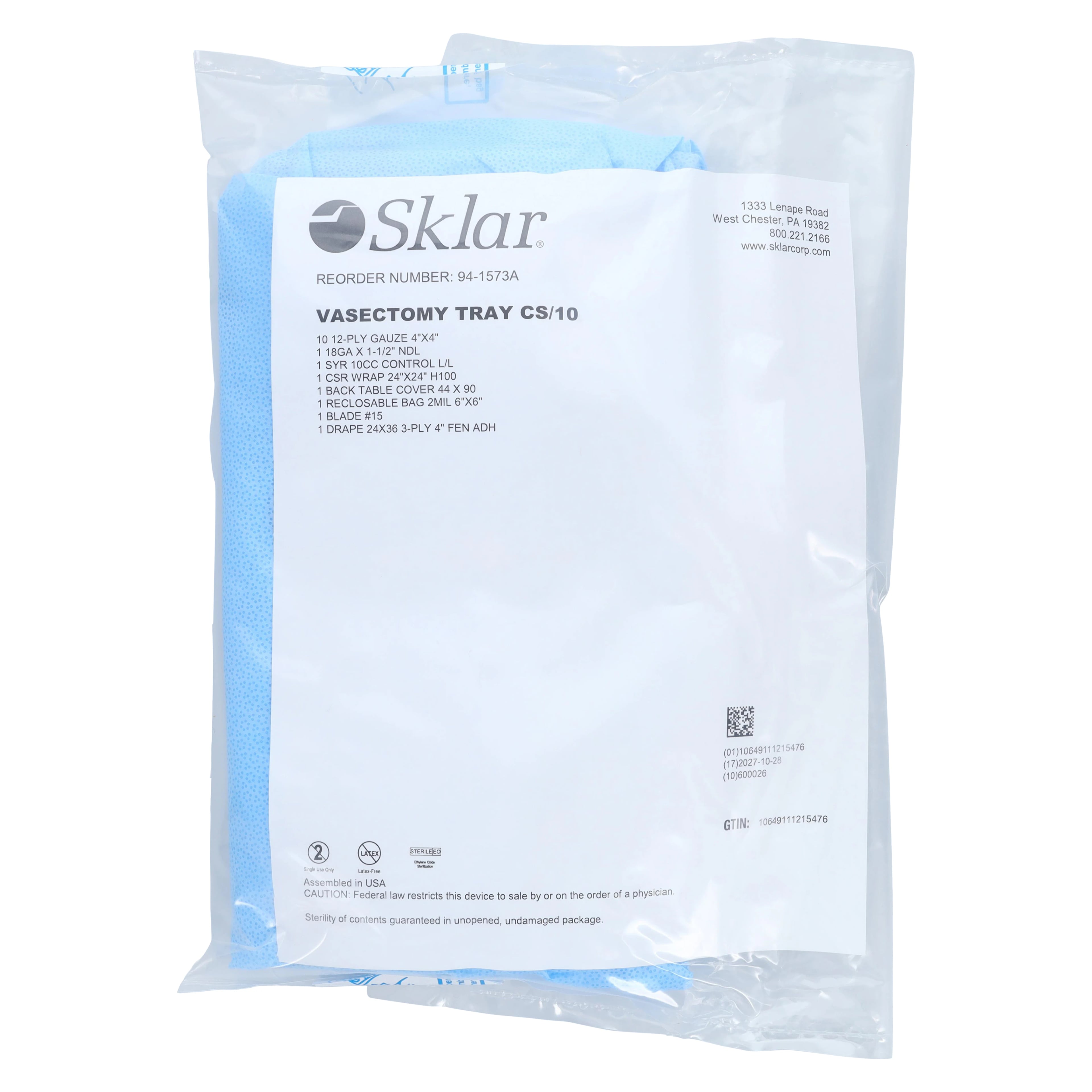 Sklar Instruments Vasectomy Tray