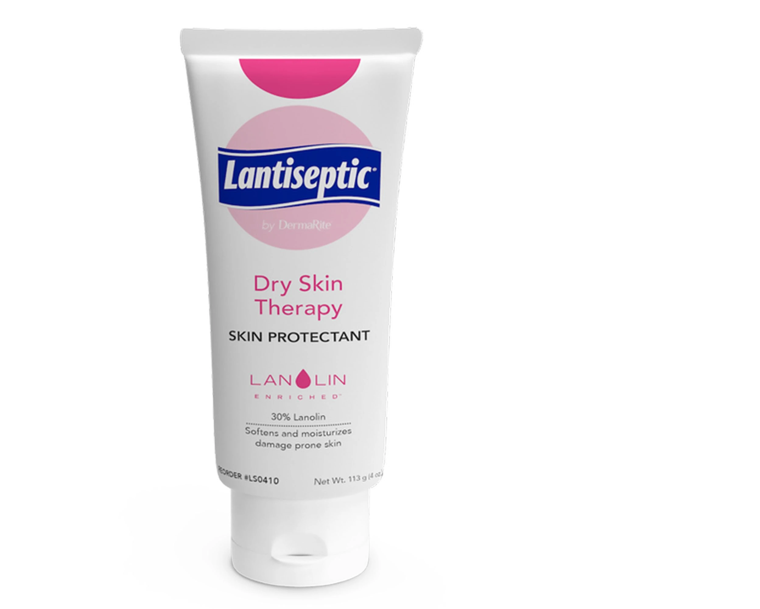 Lantiseptic Skin Protectant Moisturizer, 30% Lanolin, Unscented, White, Latex-Free, 4 oz Tube