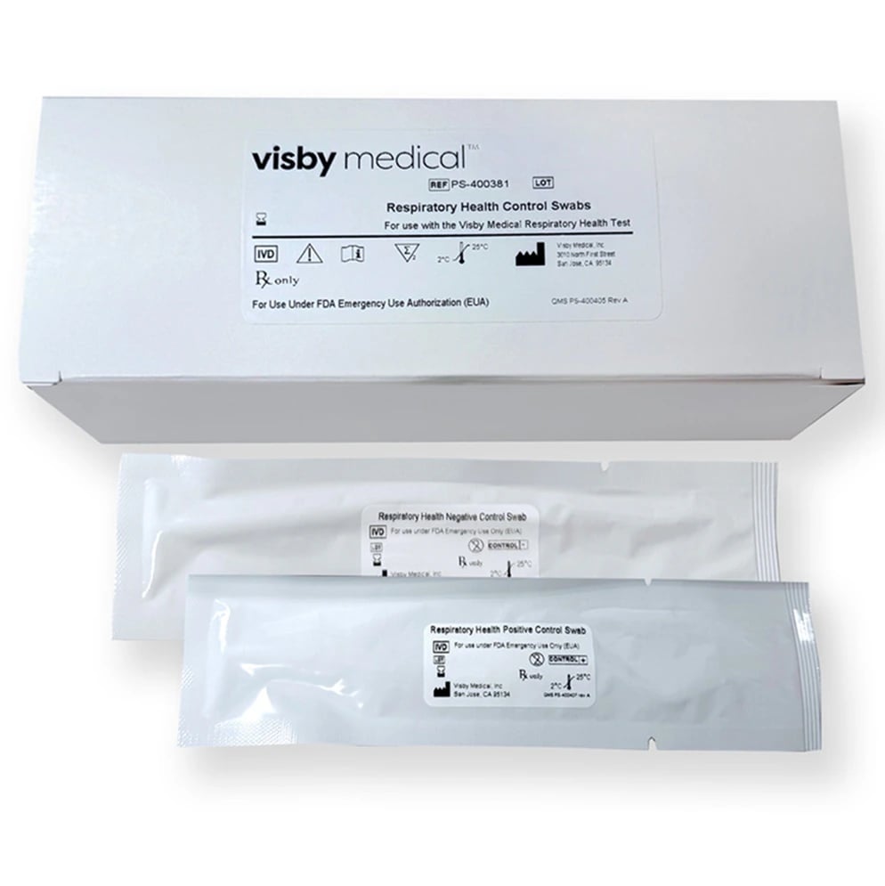 Visby Medical Respiratory Health Test Positive/Negative Control Swabs, 4/Box