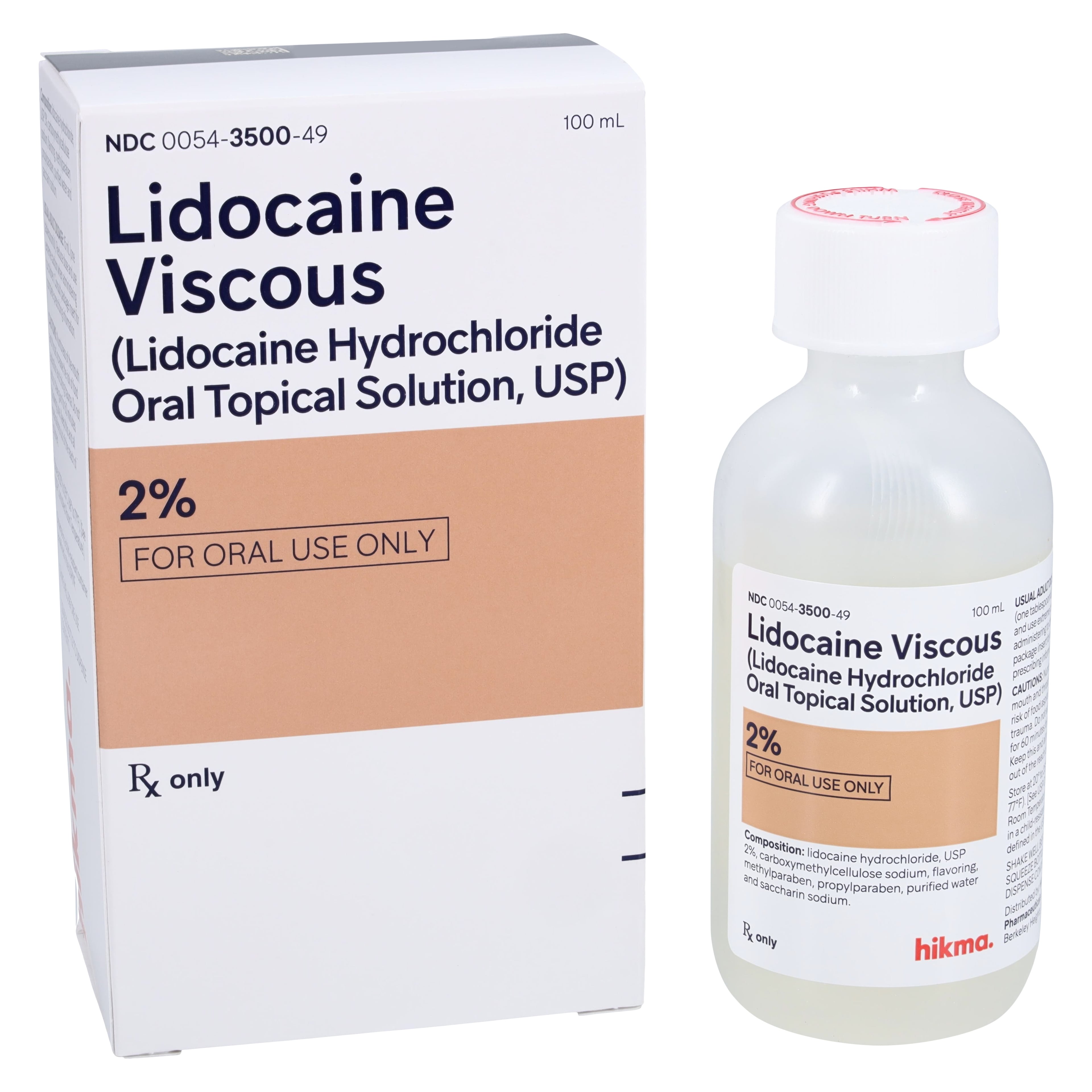 Lidocaine HCl Oral Solution Viscous 2%, 100 mL Bottle, Hikma Pharmaceuticals
