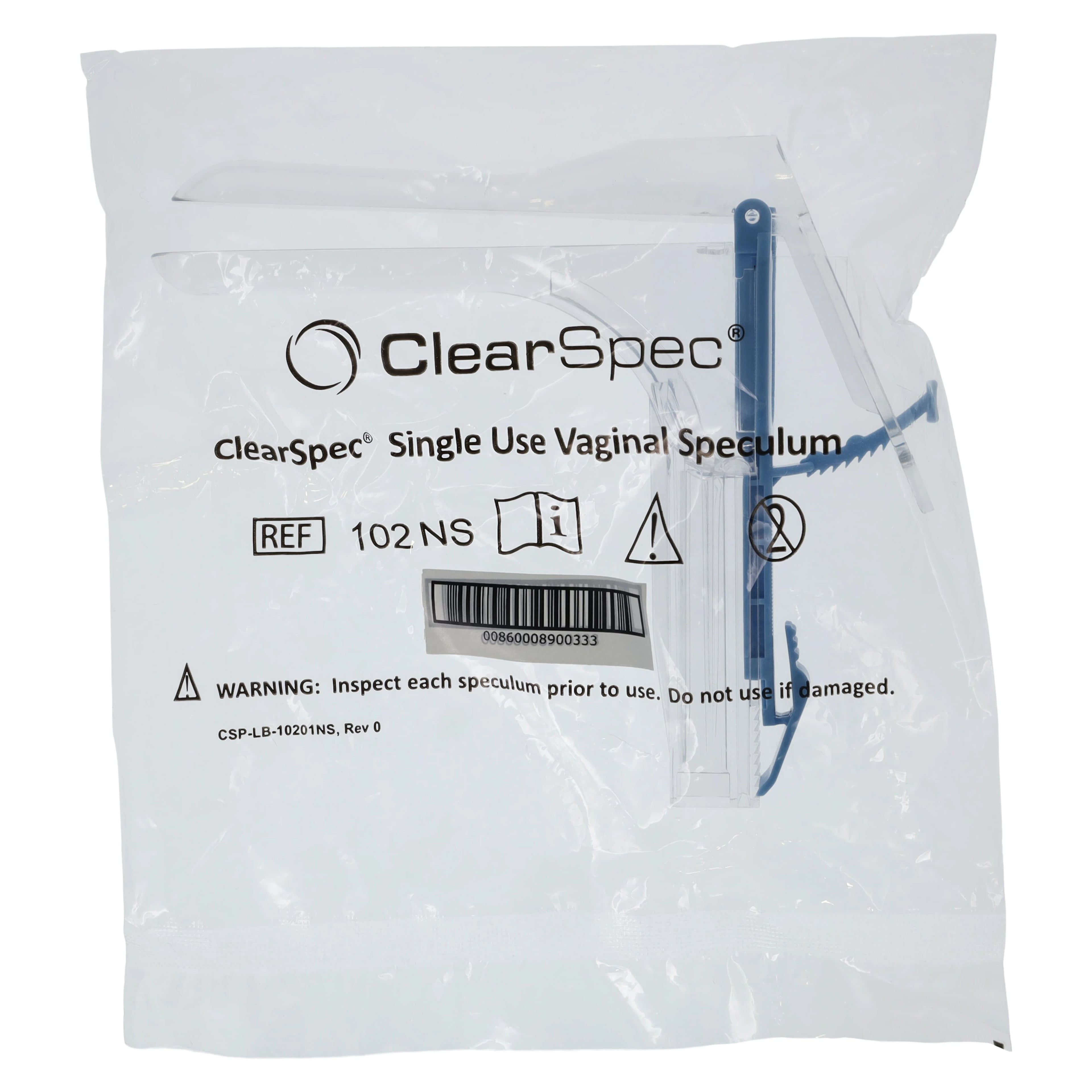 ClearSpec Graves Vaginal Speculum, Sheathless, Disposable, Light Option, 24/Box