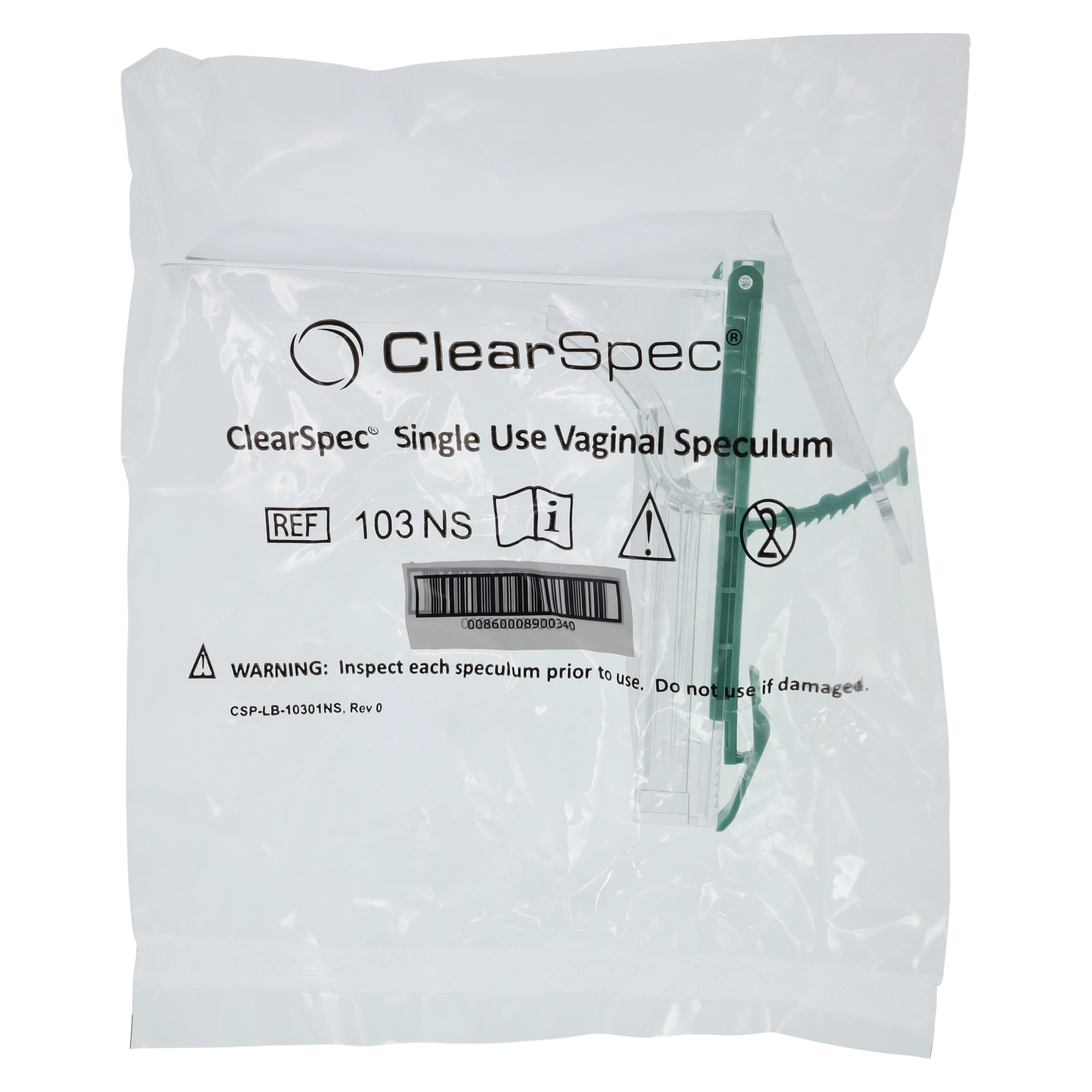 ClearSpec Graves Vaginal Speculum, Sheathless, Disposable, Light Option, 24/Box