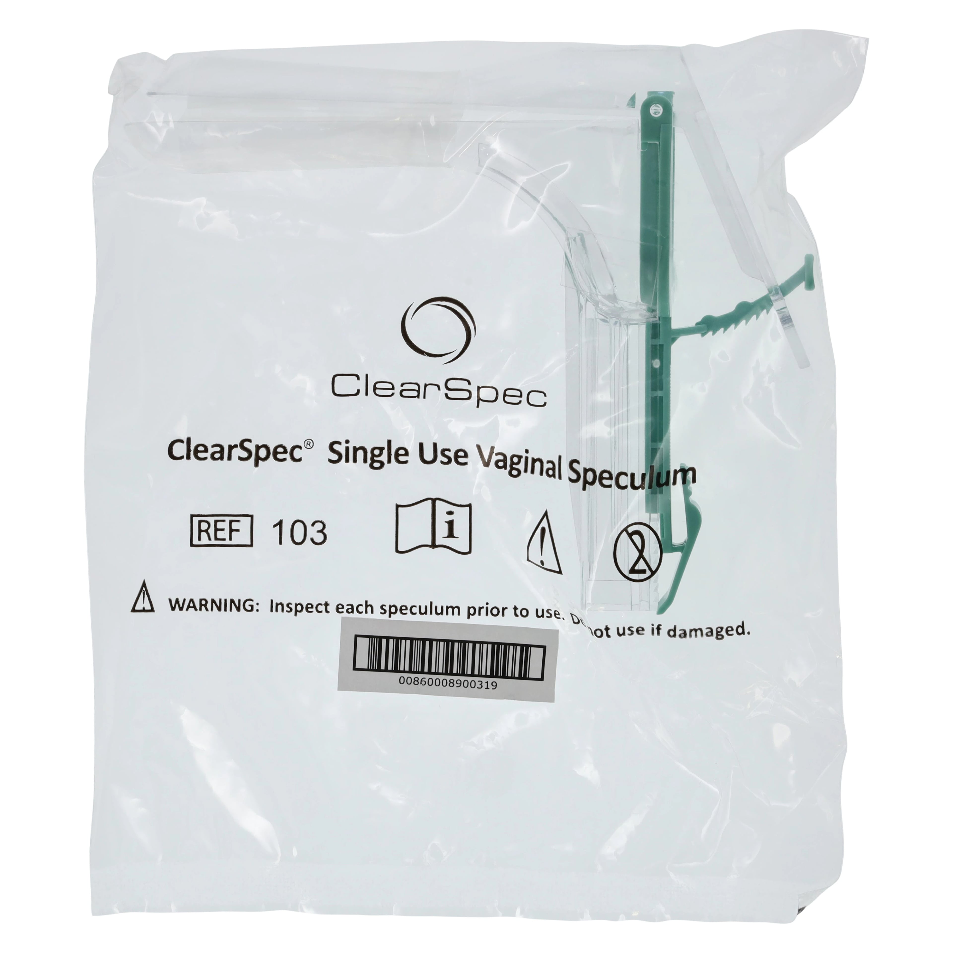 ClearSpec Graves Vaginal Speculum, Medium, Plastic, with Light Source and Sheath, 24/Box