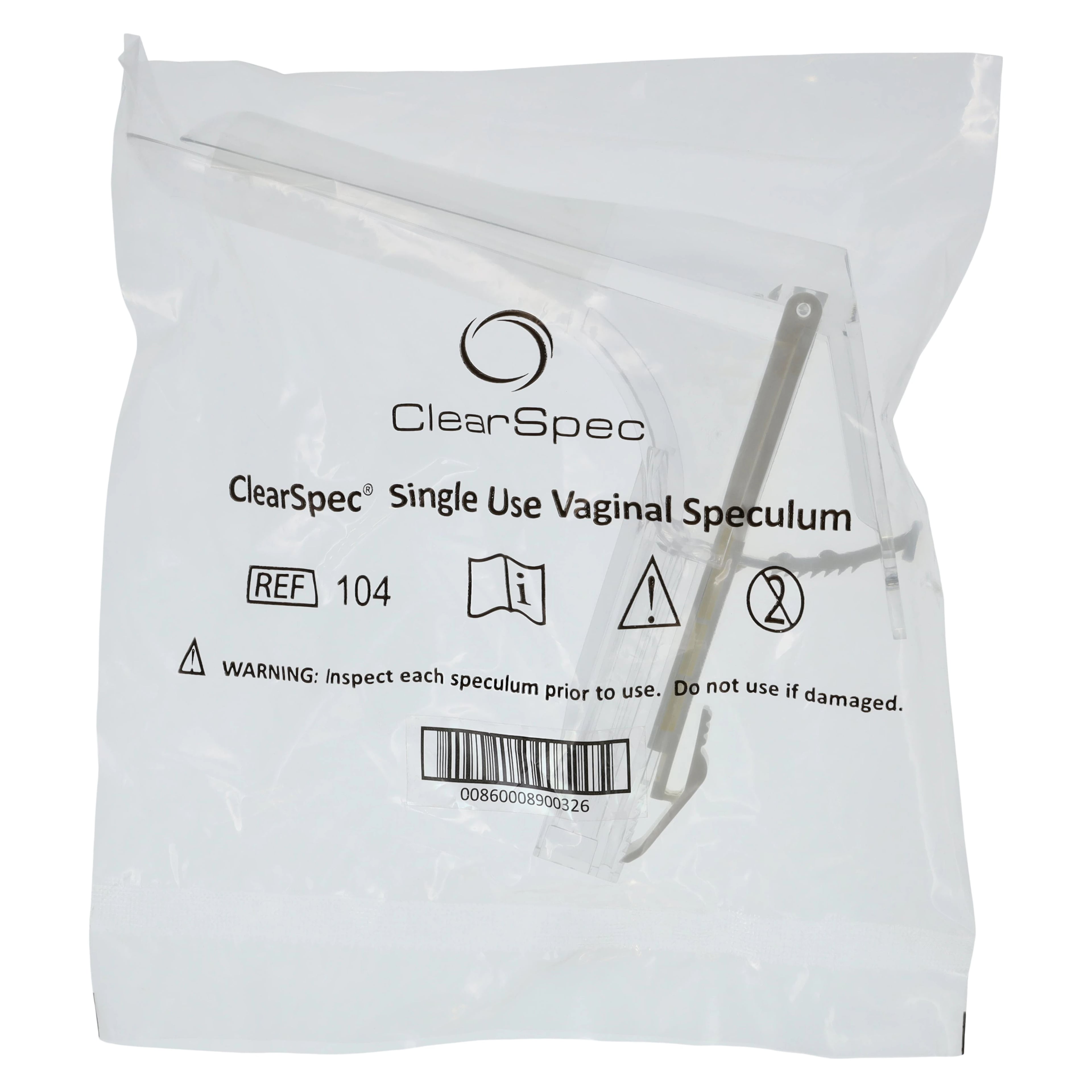 ClearSpec Graves Vaginal Speculum, Large, Plastic, with Light Source and Sheath, 18/Box