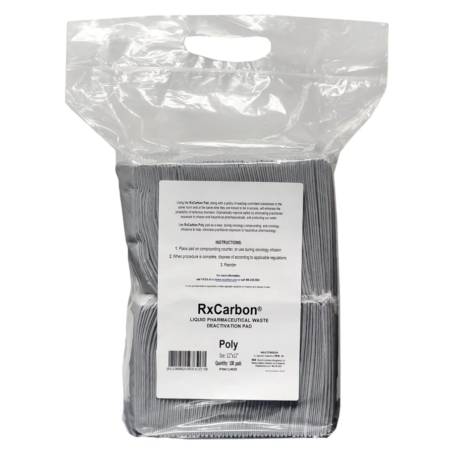 RxCarbon Deactivation Pad, 12x12" Absorbent, 100/Bag