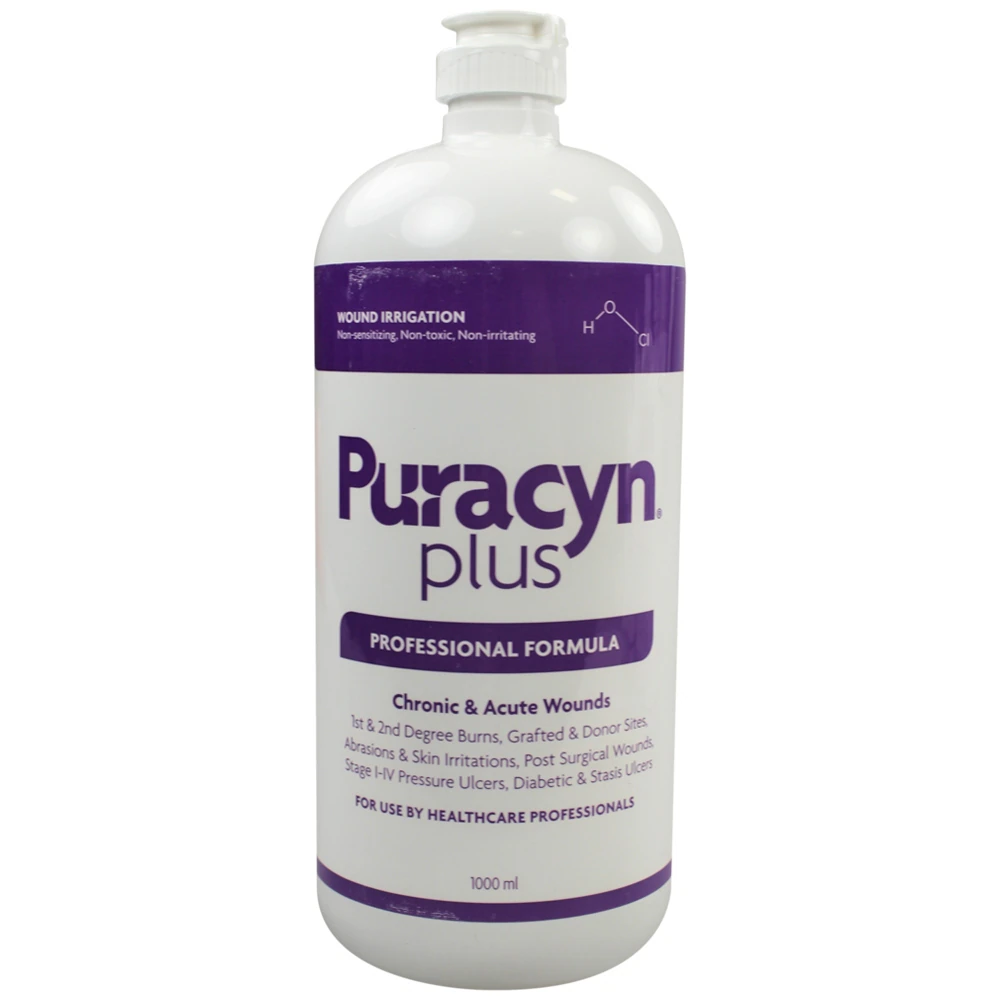 Puracyn Plus Wound Cleanser, 32 oz, Hypochlorous Acid, Flip Top Bottle, Latex-Free, 6/Case