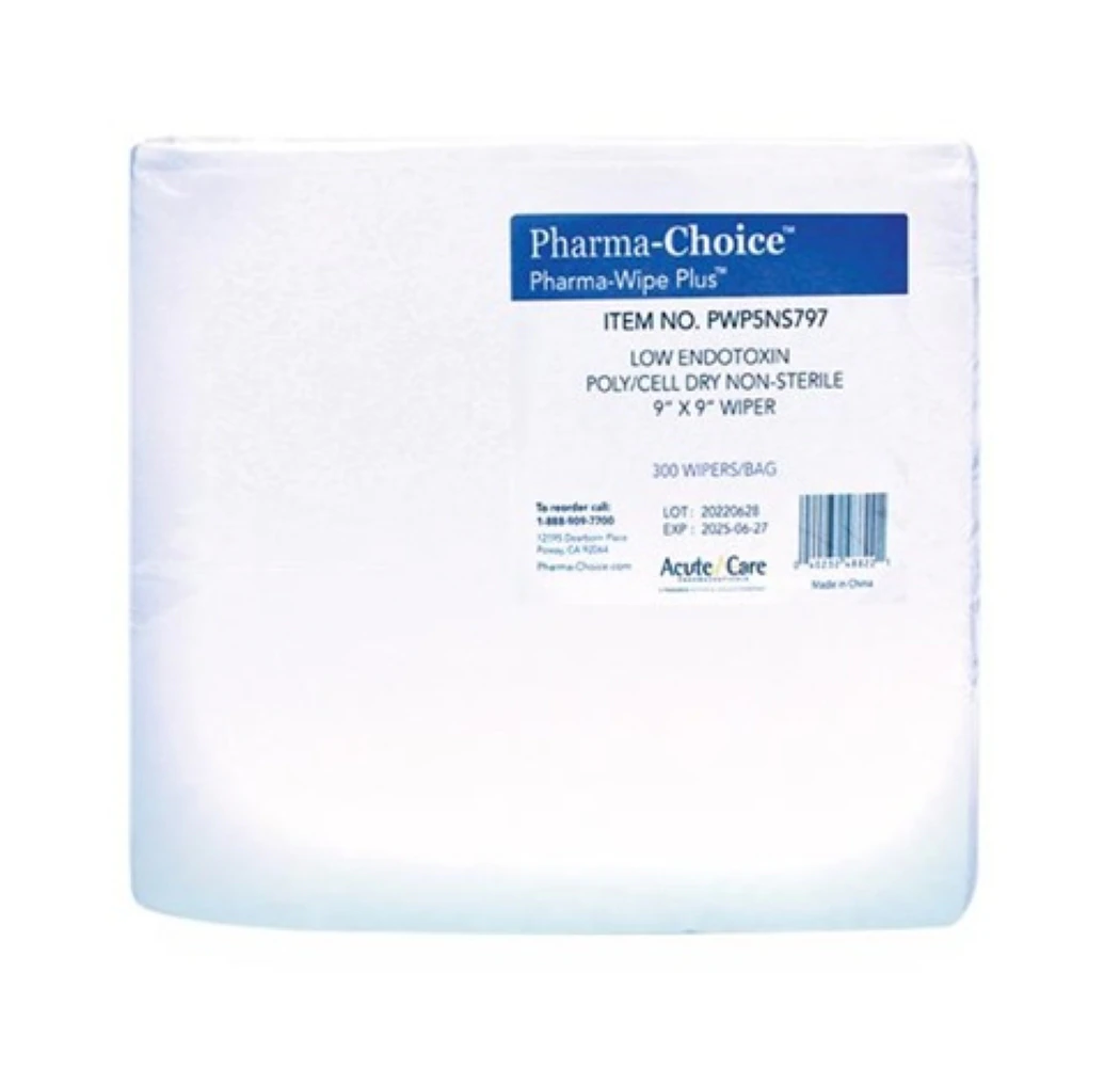 Pharma-Wipe Plus Dry Wipes, 9 in x 9 in, 3600/Case