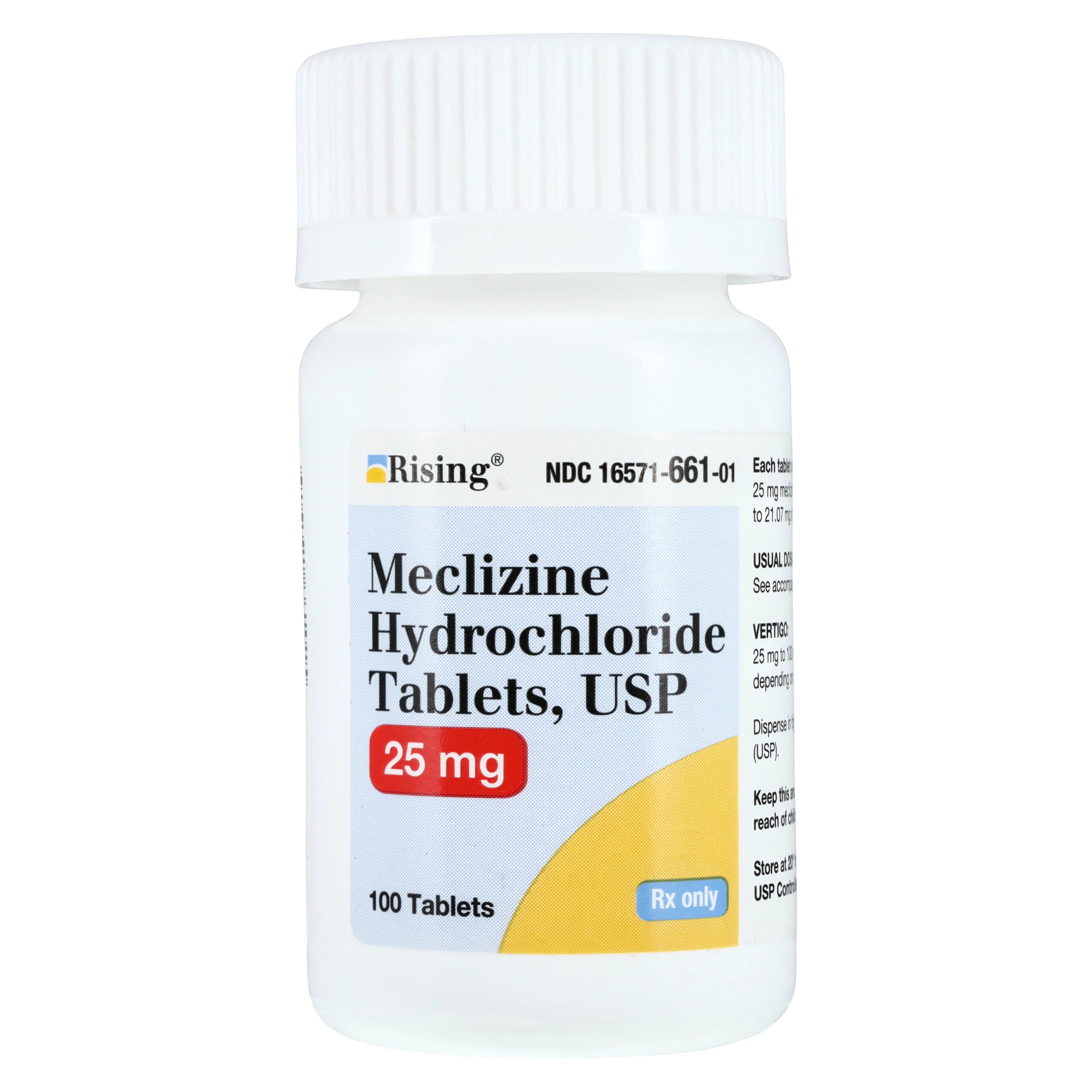 Meclizine HCl Tablets 25 mg, Multi-Layer, 100/Bottle (Rising Pharmaceuticals)