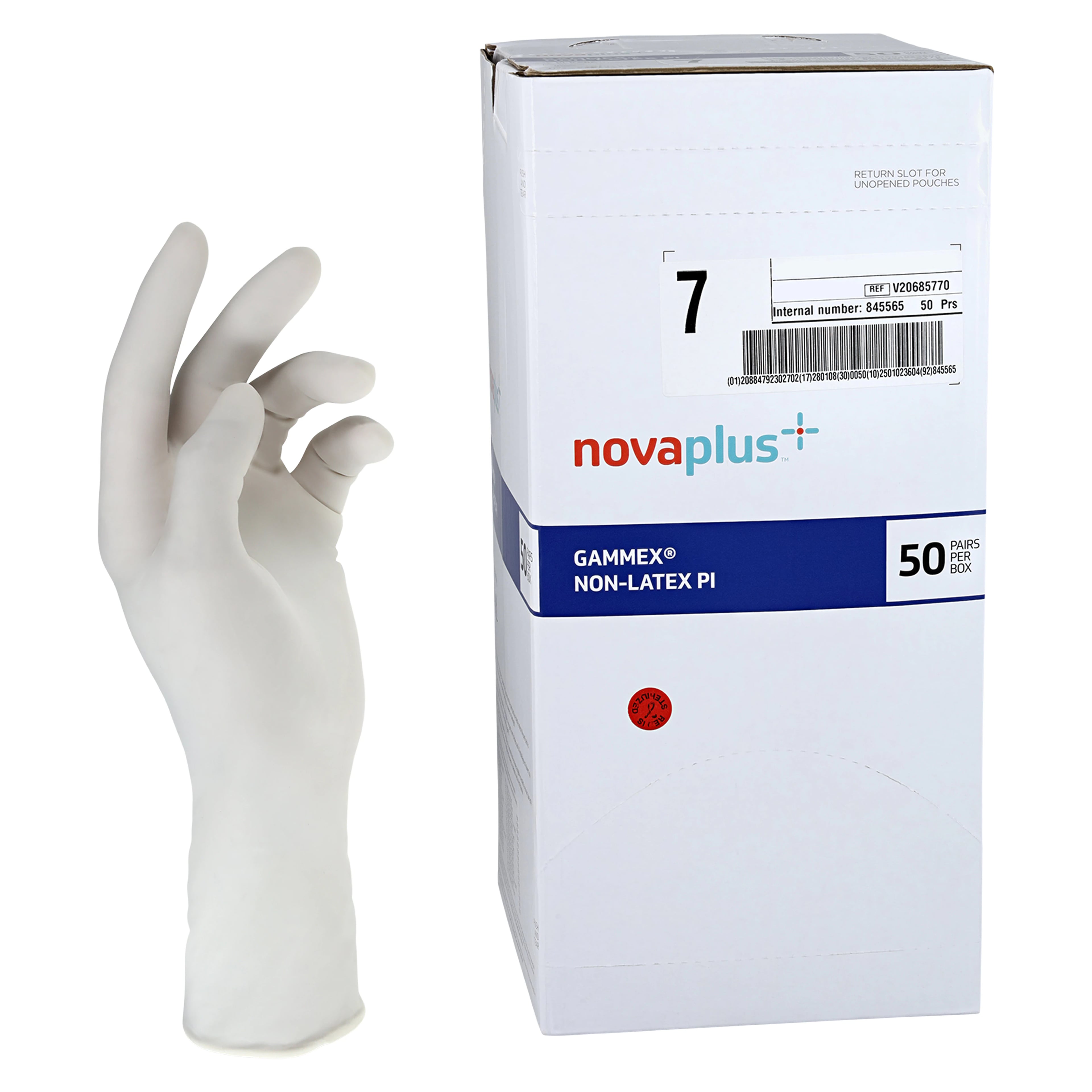Ansell Gammex LF PI Surgical Gloves, Size 7, White, Chemo Tested, Powder-Free