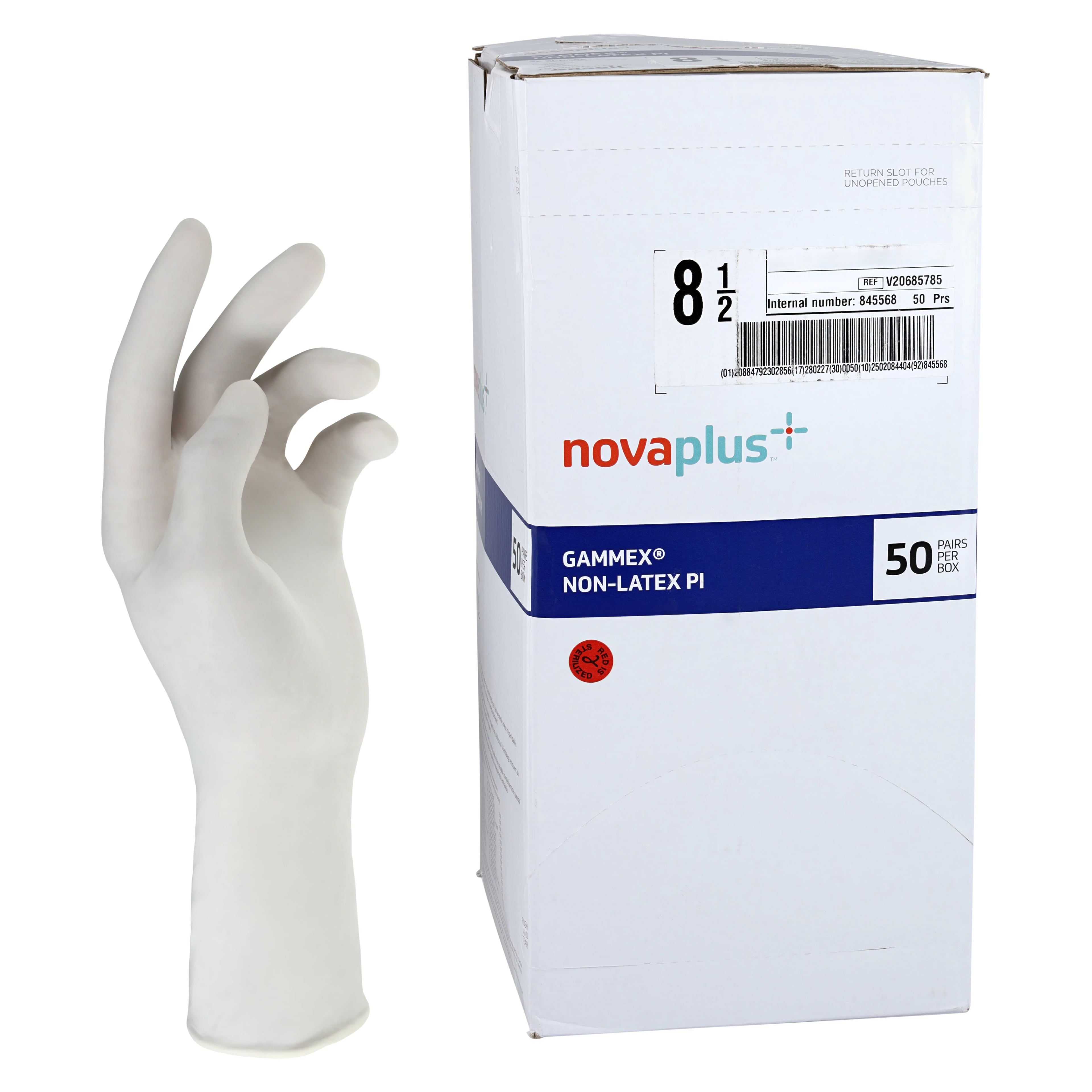 Ansell Gammex Non-Latex Polyisoprene Surgical Gloves, Size 8.5, White, 50/Box