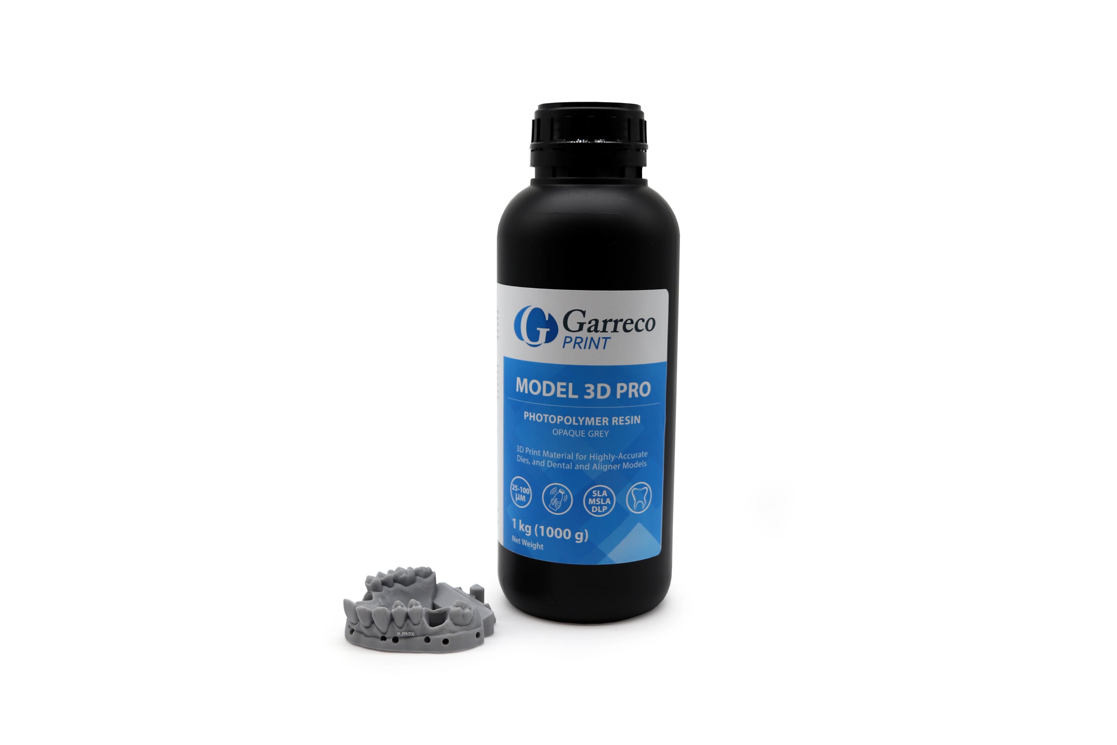 Garreco Model 3D Pro Grey Photopolymer Resin, 1000g Bottle, 1/Pk