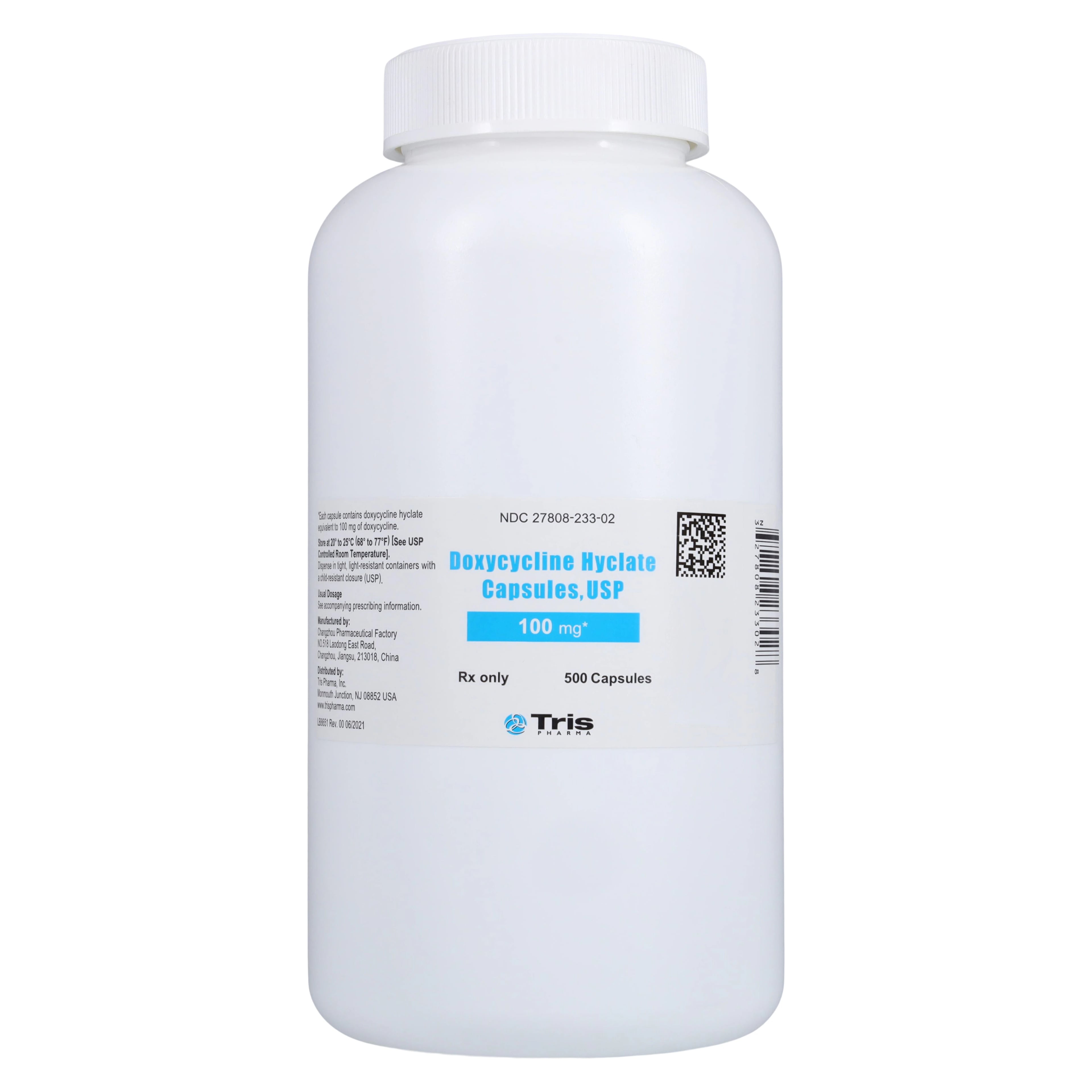 Doxycycline Hyclate Capsules, 100 mg, 500/Bottle, Tris Pharma
