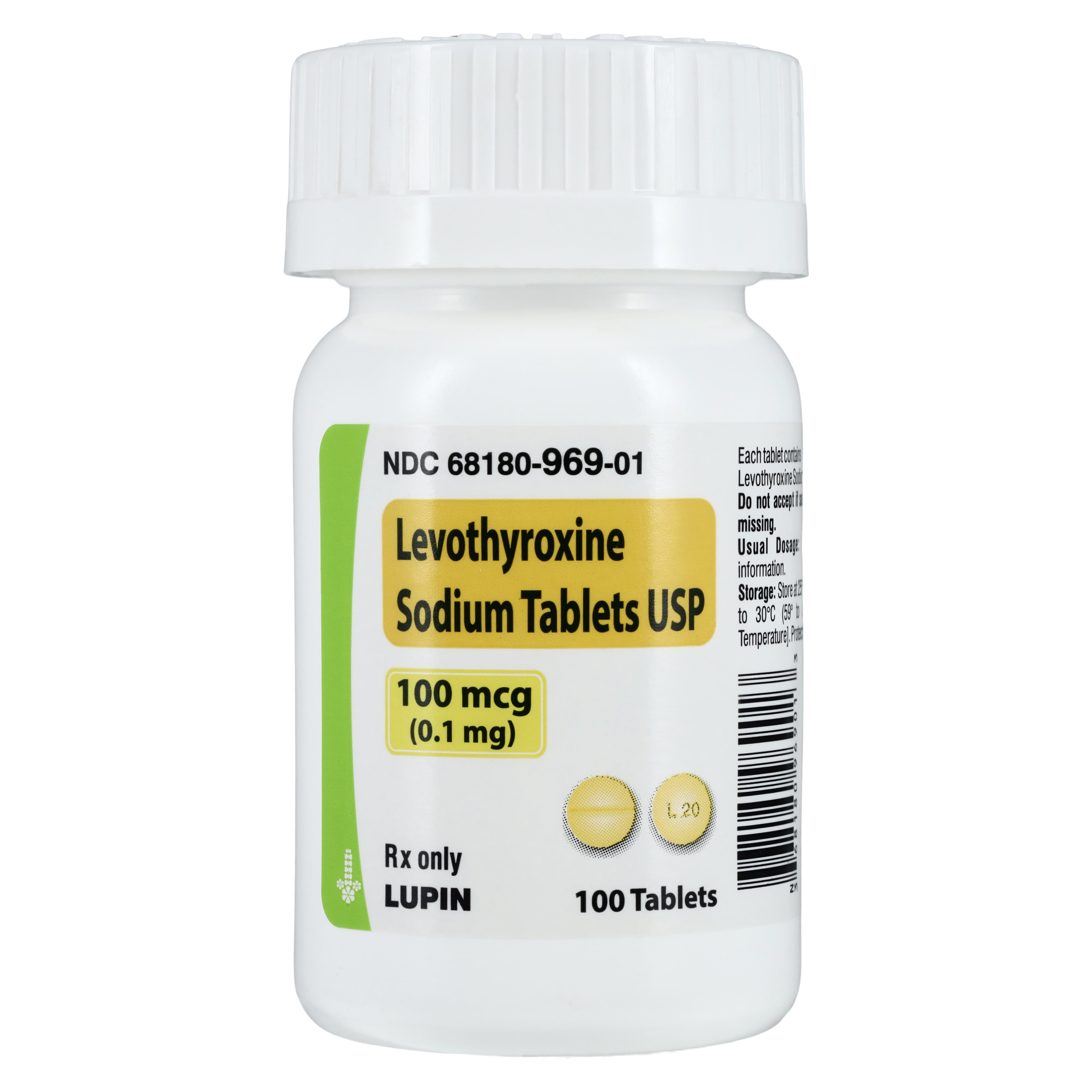 Levothyroxine Sodium Tablets, 0.1mg, 100/Bottle, Lupin Pharmaceuticals