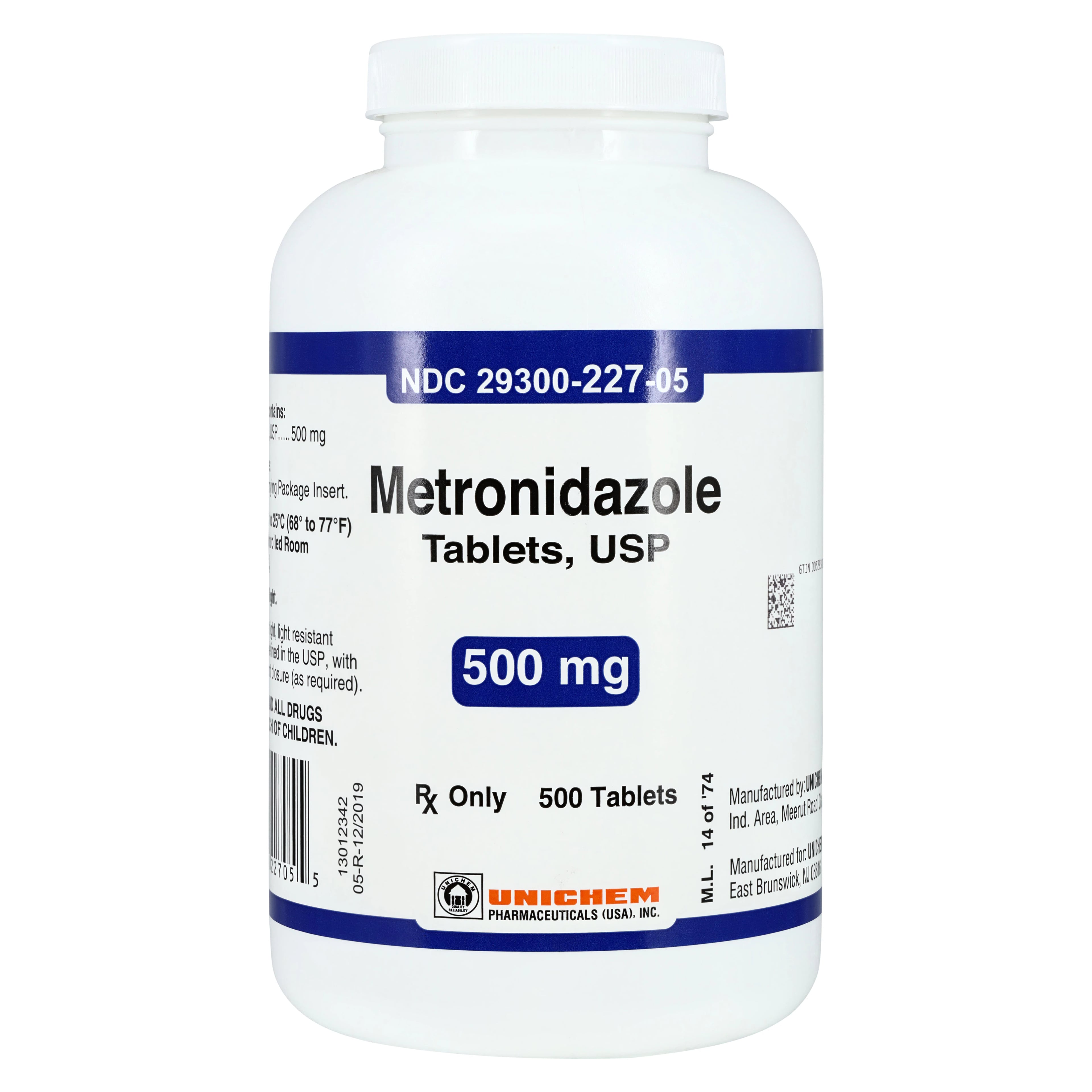 Metronidazole Tablets, 500mg, Unichem Pharmaceuticals, 500/Bottle