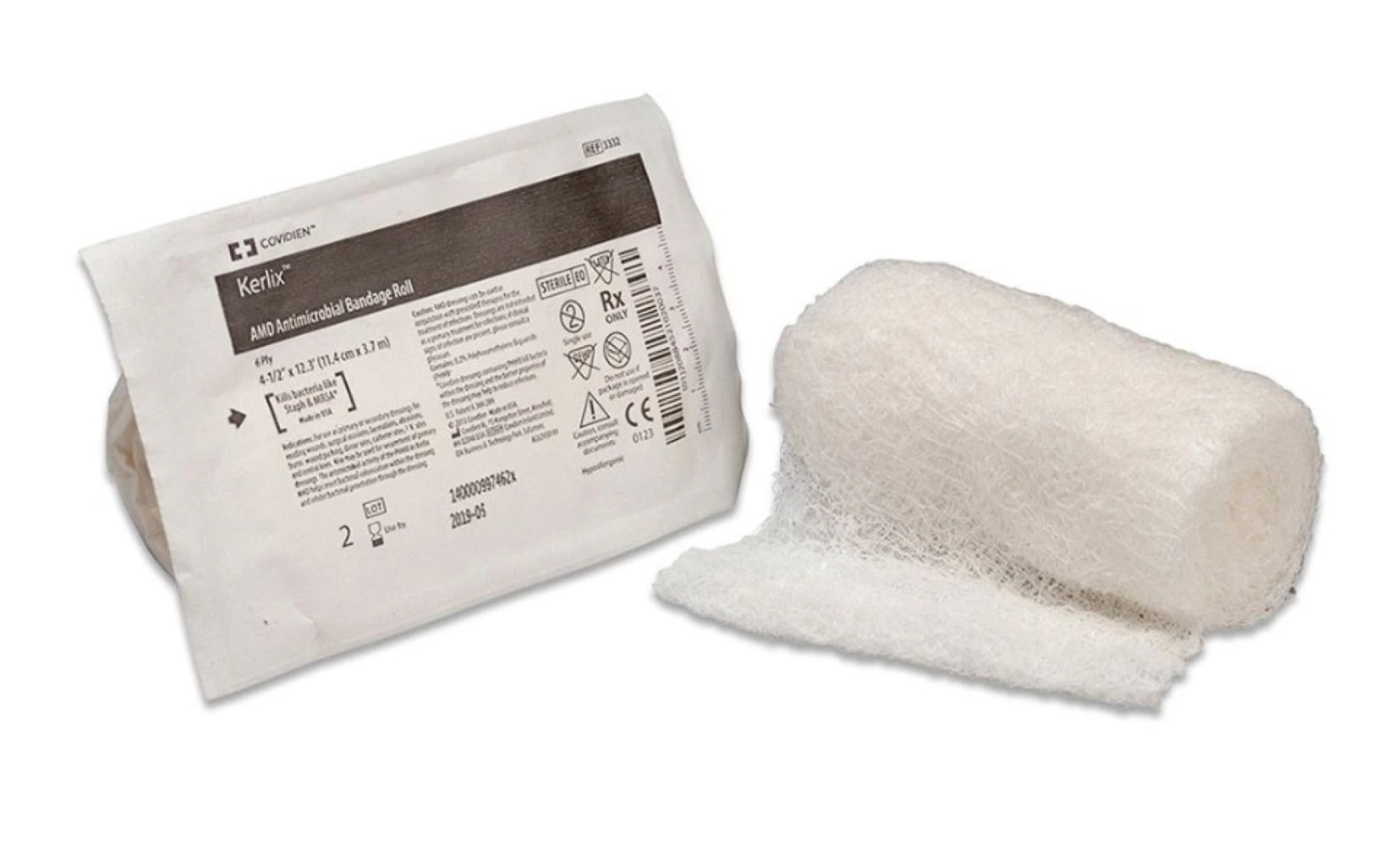 Kerlix AMD Gauze Bandage, Cotton, 4.5" x 4.1 yd, 6 Ply, Sterile, 1 Roll/Package