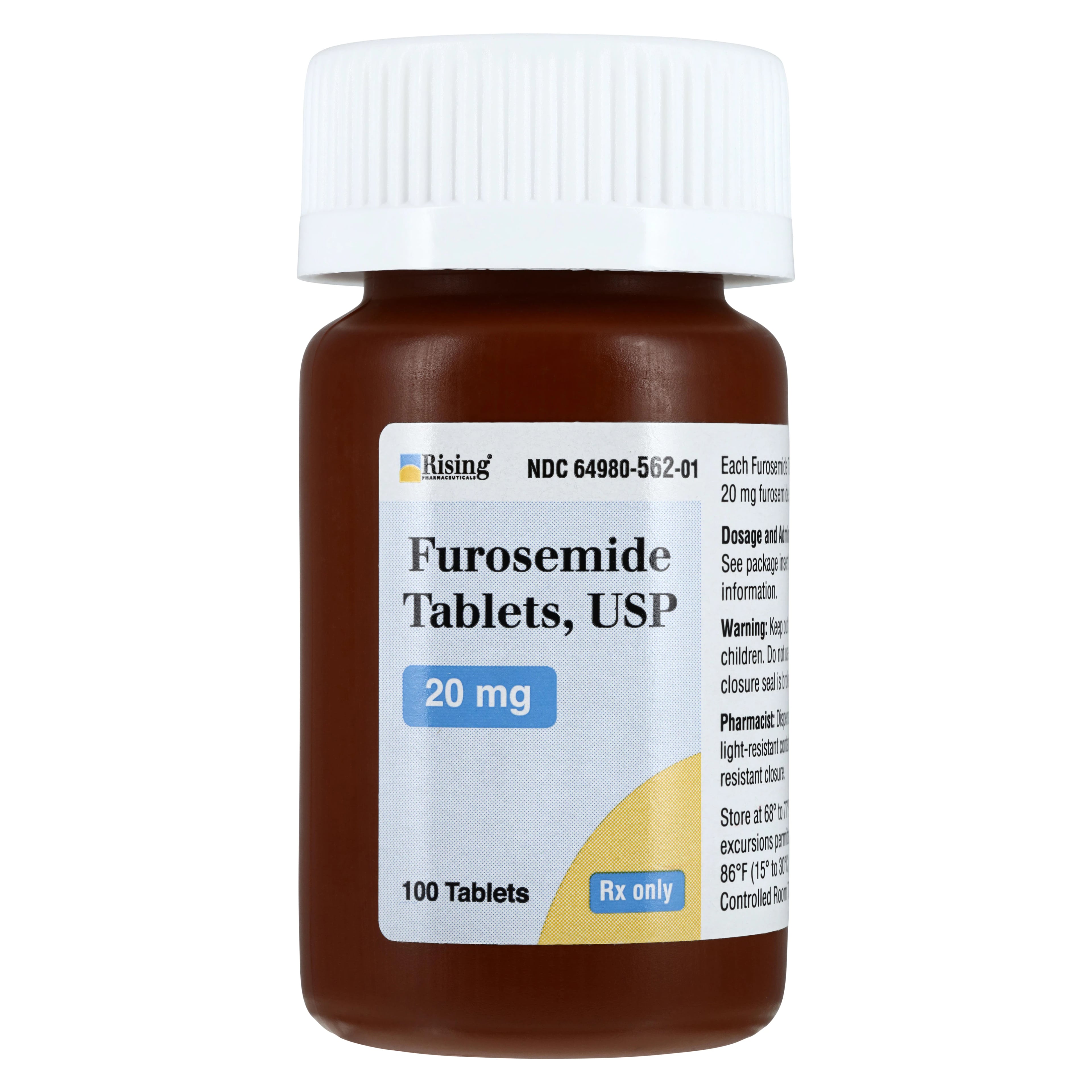Furosemide Tablets, 20mg, 100/Bottle, Rising Pharmaceuticals