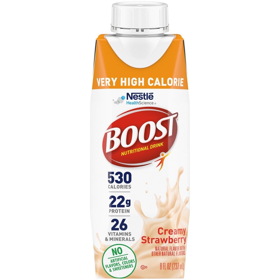 Boost VHC Creamy Strawberry Nutritional Drink, 8 oz Carton, 24/Case