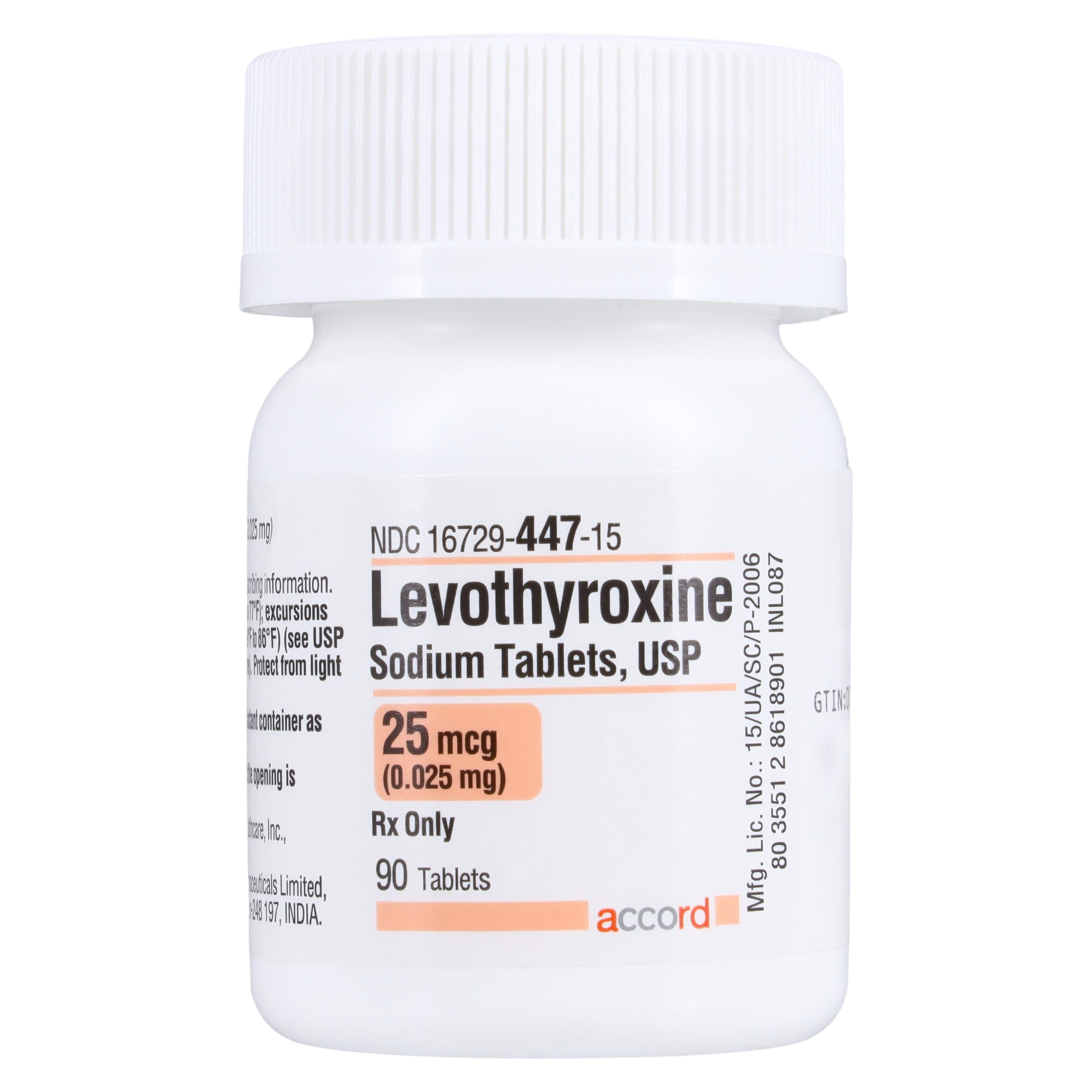 Levothyroxine Sodium Tablets, 0.025mg, 90/Bottle, Accord Healthcare Inc