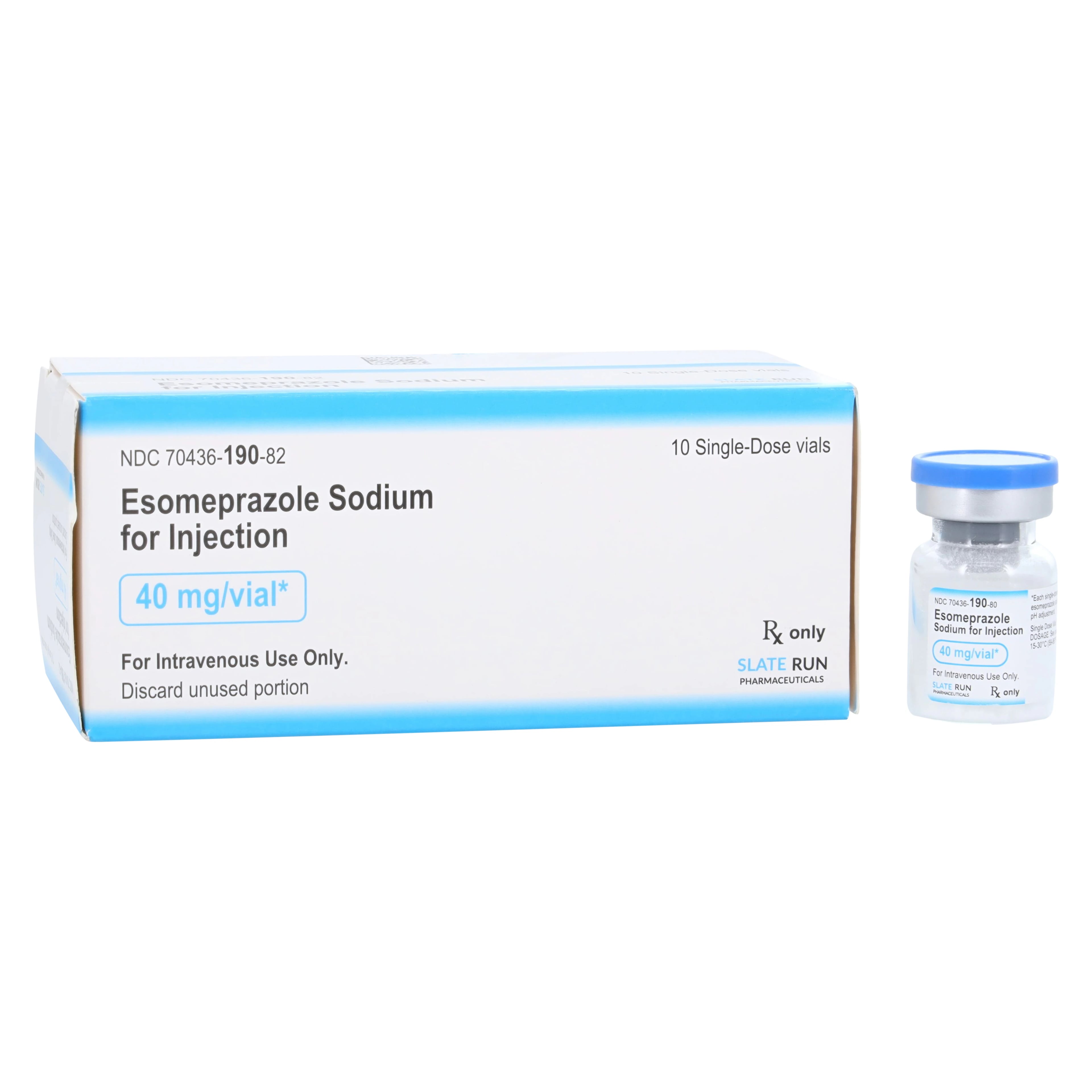 Esomeprazole Sodium Injection, 40 mg/vial, Single-Dose Vial, 10/Package, Slate Run