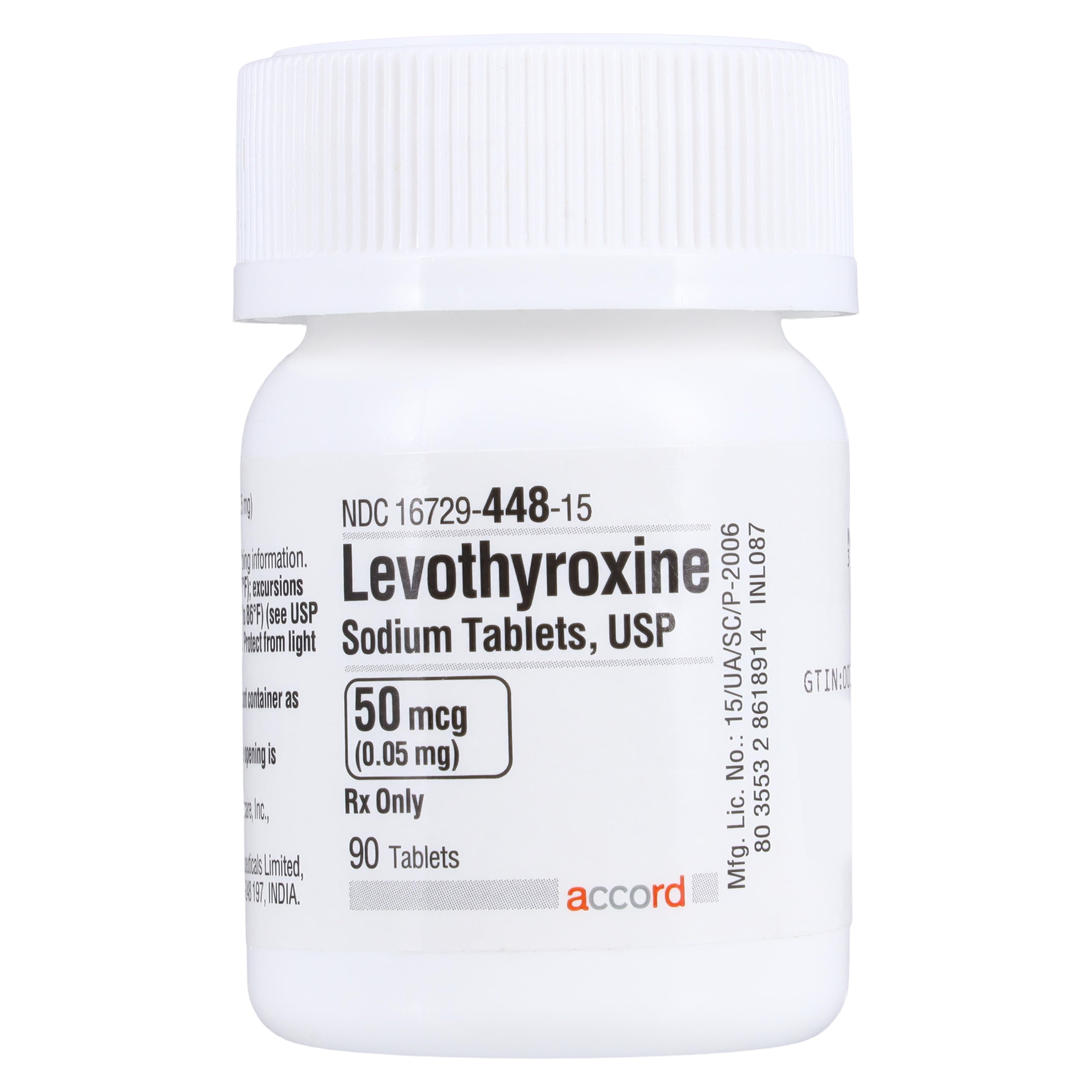 Levothyroxine Sodium Tablets, 0.05mg, 90/Bottle, Accord Healthcare Inc
