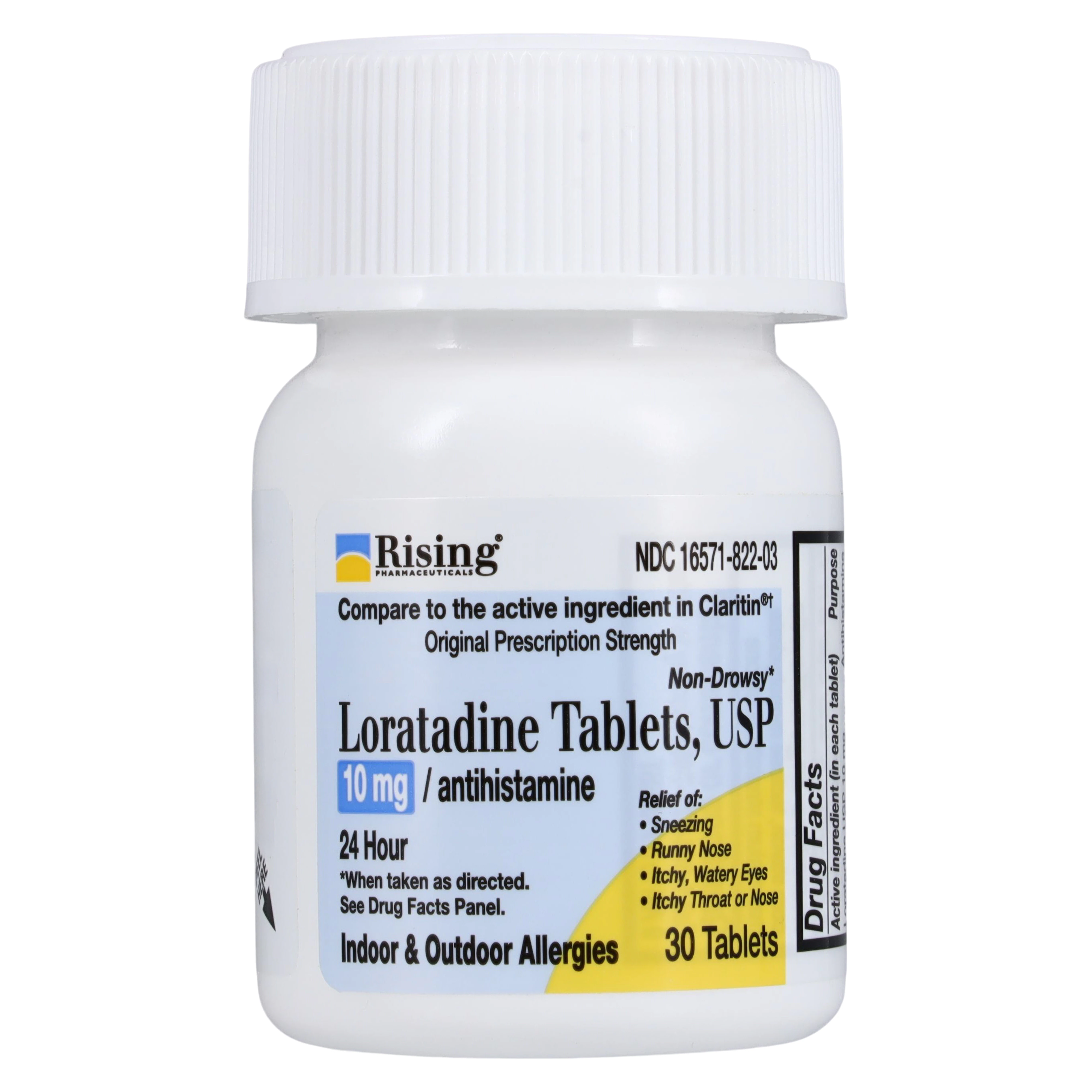 Loratadine Tablets OTC, 10mg, 30/Bottle, Rising Pharmaceuticals