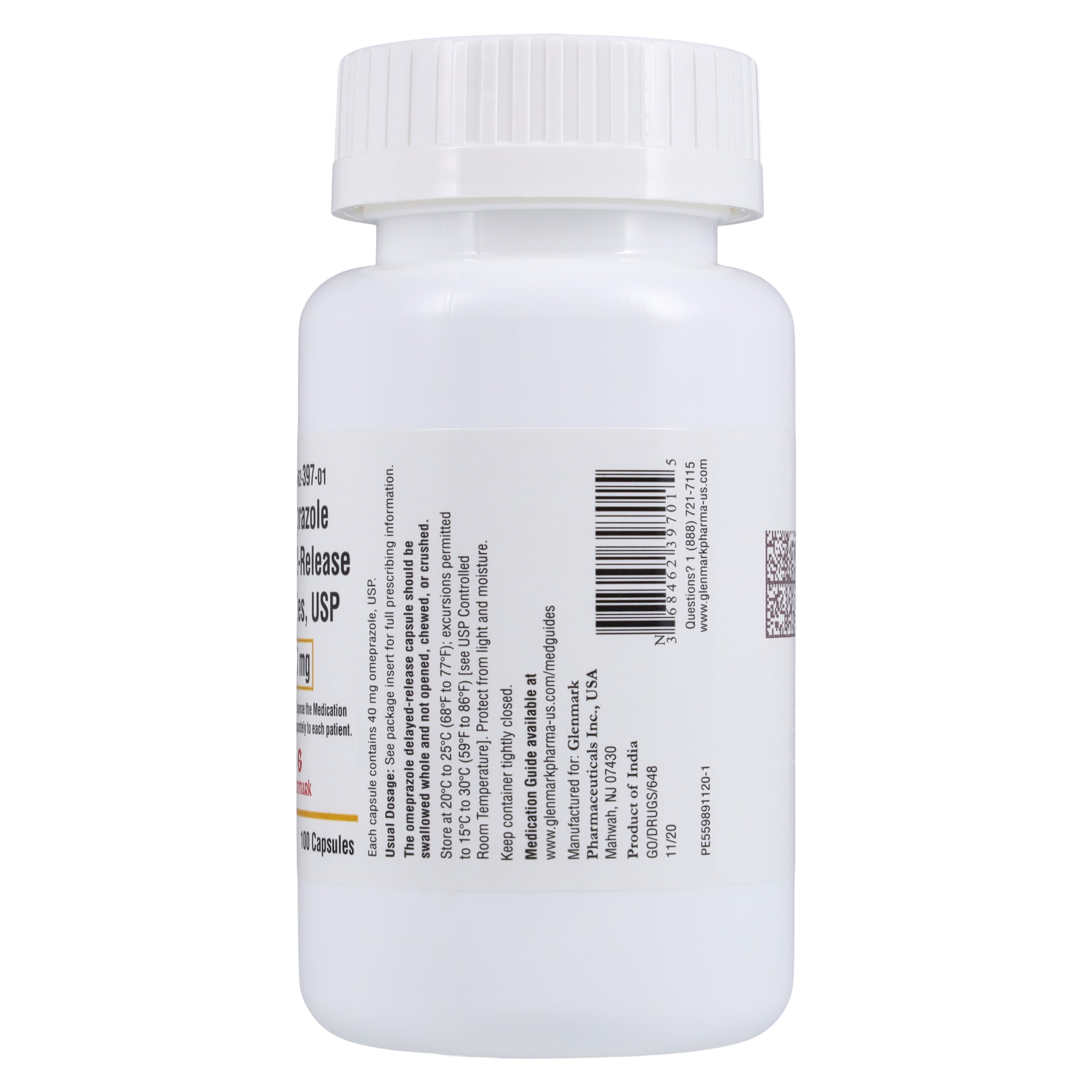 Omeprazole DR Capsules, 40mg, 100/Bottle, Glenmark Pharmaceuticals