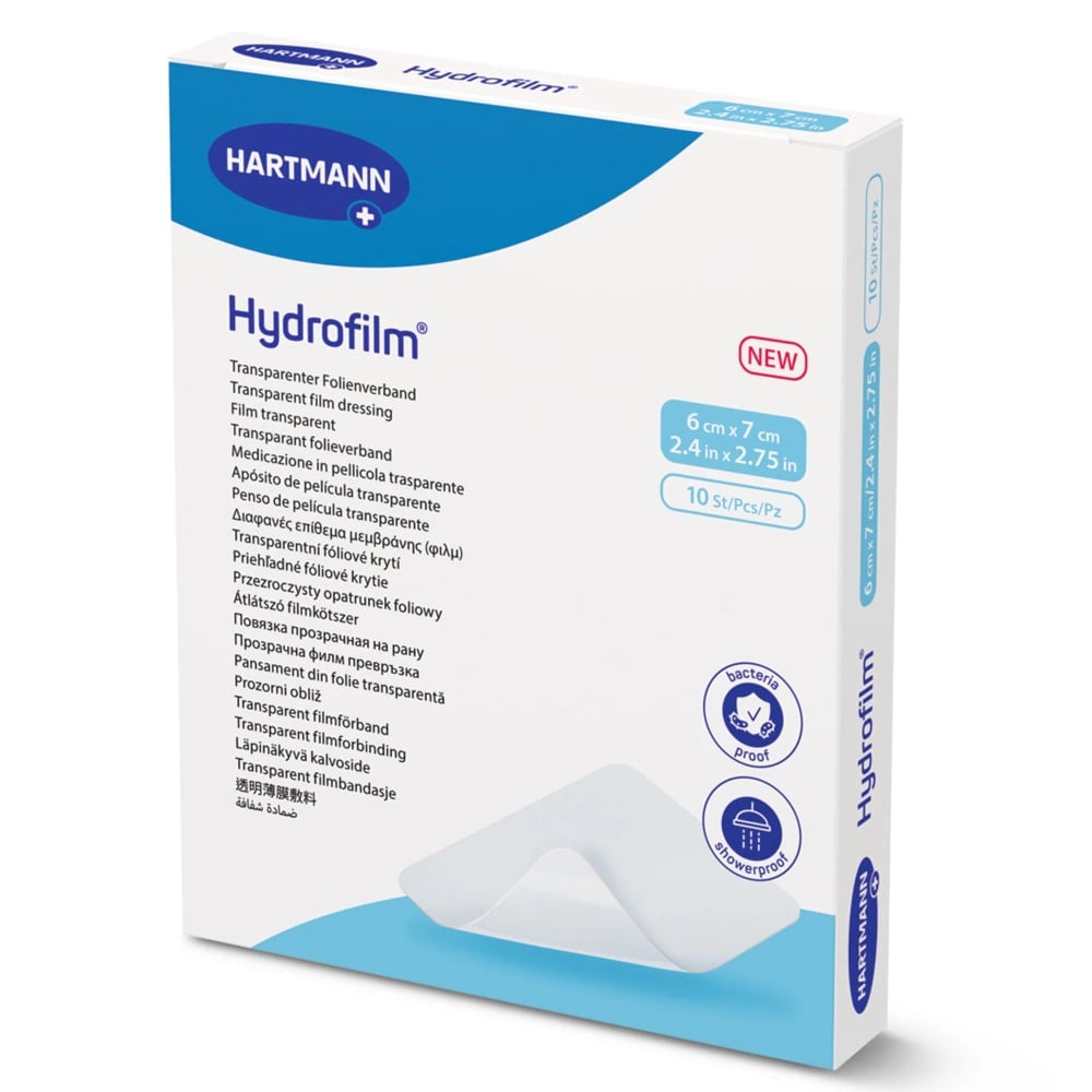Hartmann Hydrofilm Transparent Film Dressing, 2.4" x 2.75", Sterile, Adhesive, Clear, Latex-Free