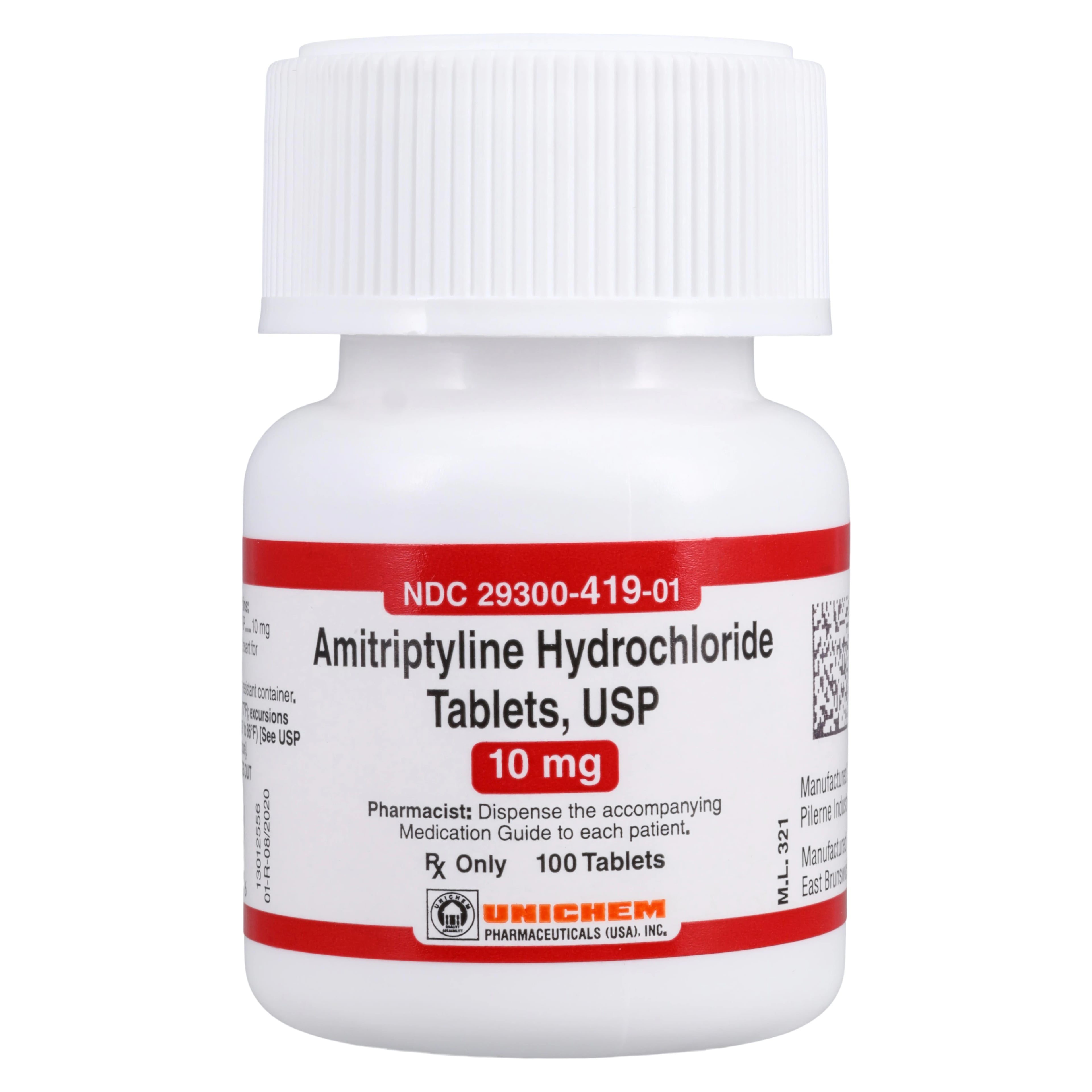 Amitriptyline HCl Tablets, 10mg, 100/Bottle, Unichem Pharmaceuticals