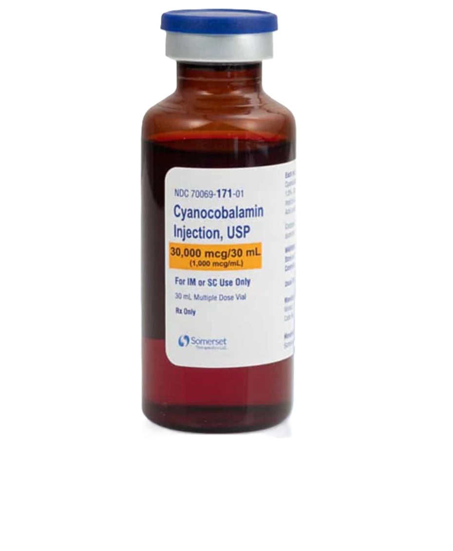 Cyanocobalamin (B12) Injection 1000mcg/mL, MDV, 30mL, 10/Package