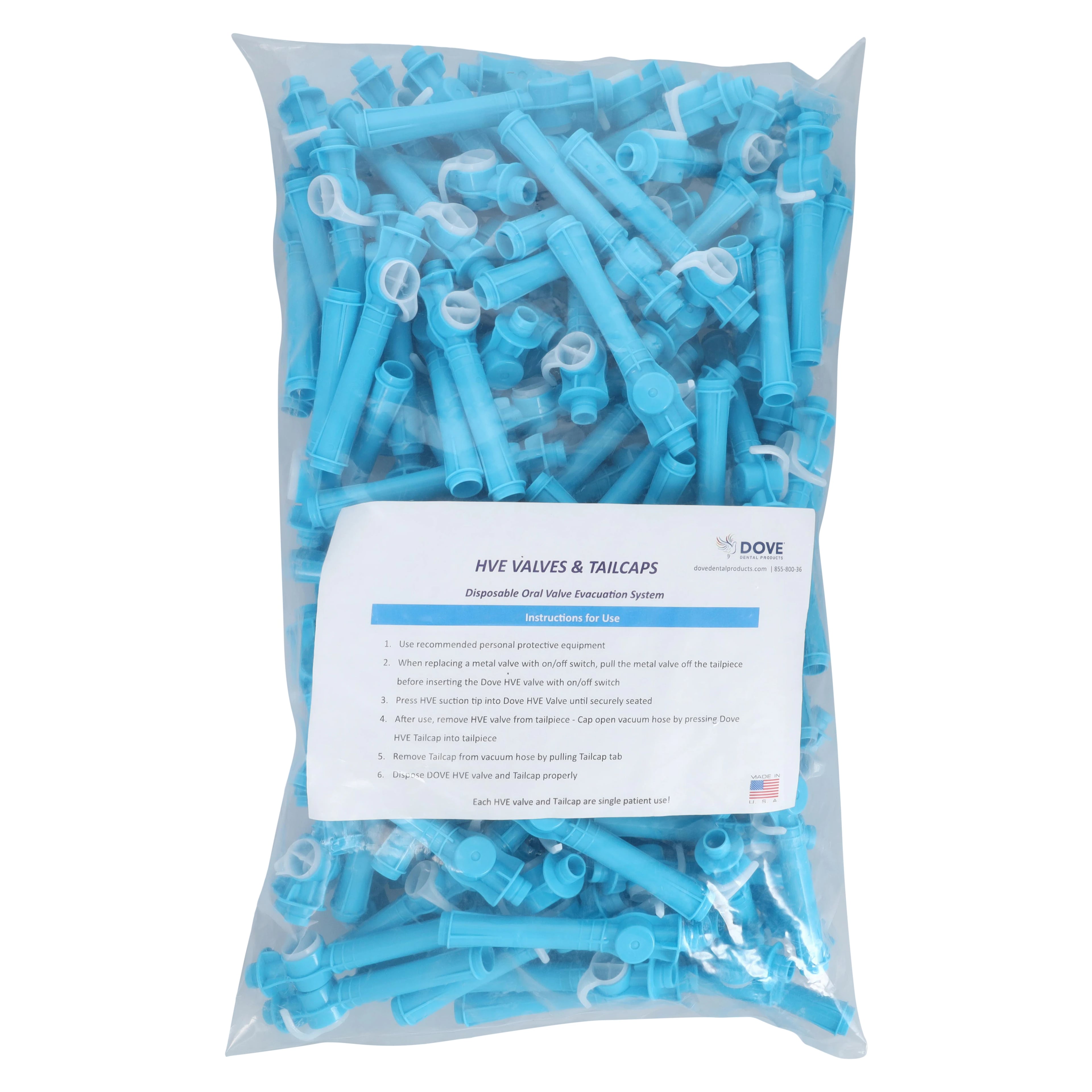 Dove HVE Long Valve, Small Barb, Disposable, 150/Bag