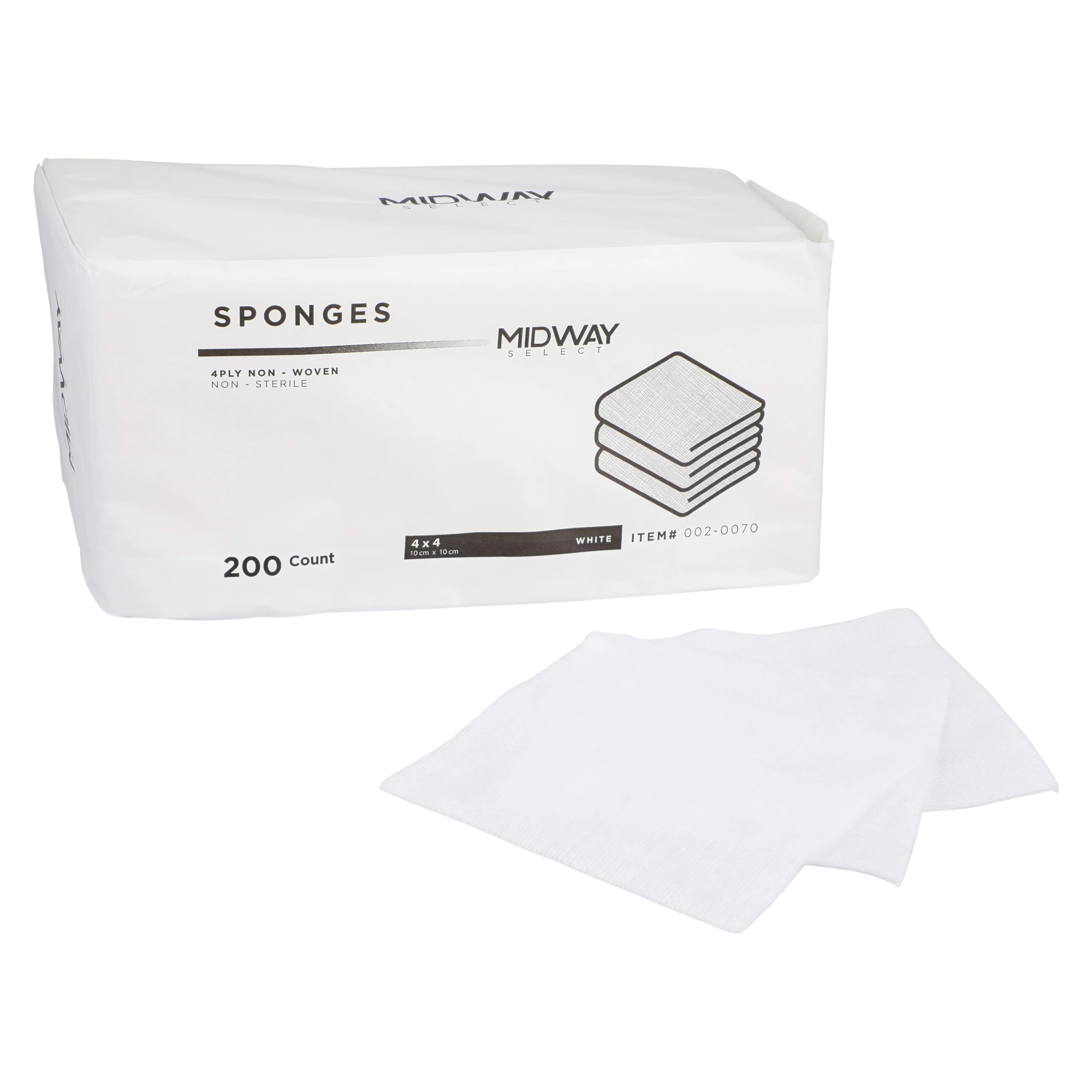 Non-Woven Sponges, 4x4", 4-Ply, Non-Sterile, Latex-Free