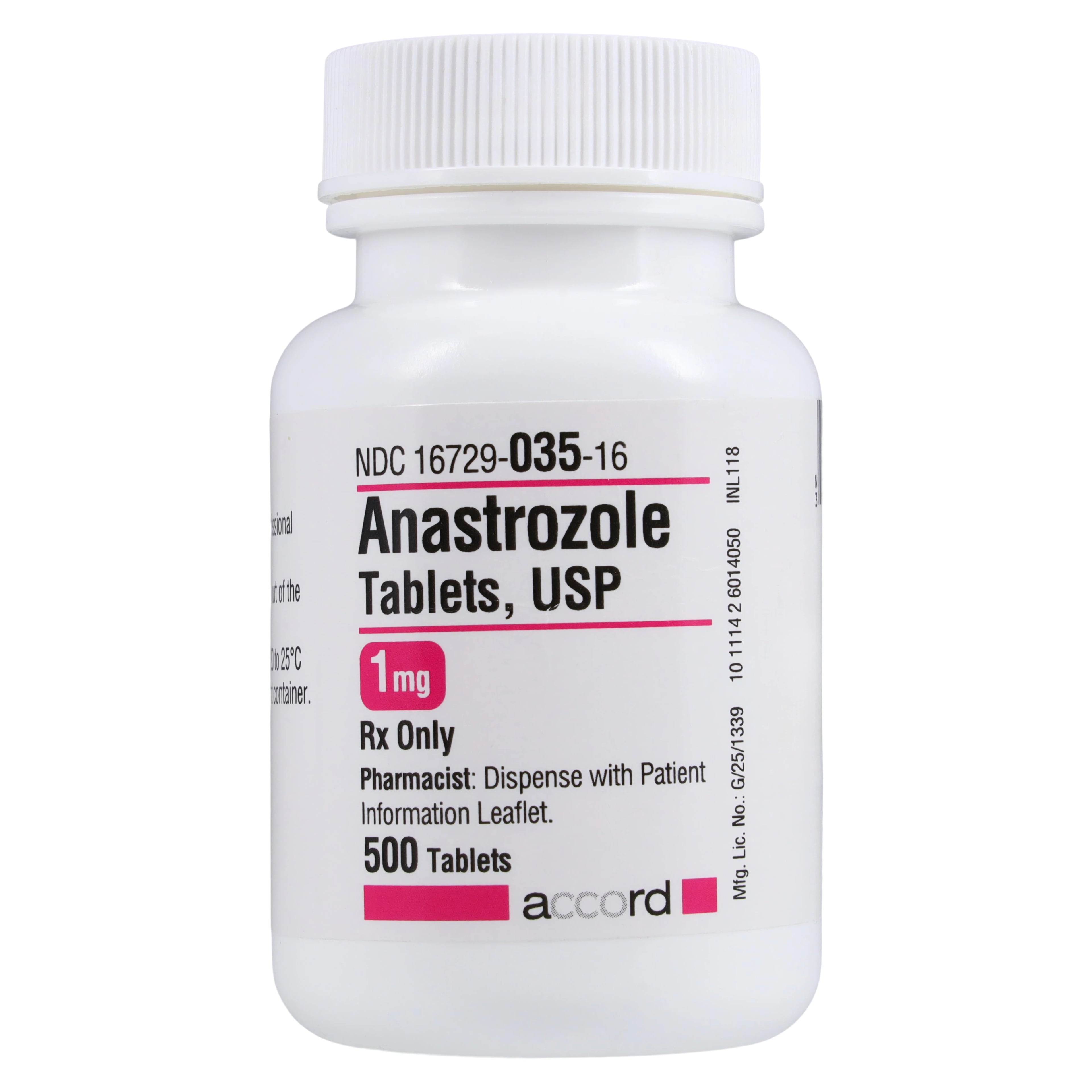 Anastrozole Tablets 1 mg, 500 Count Bottle, Accord Healthcare