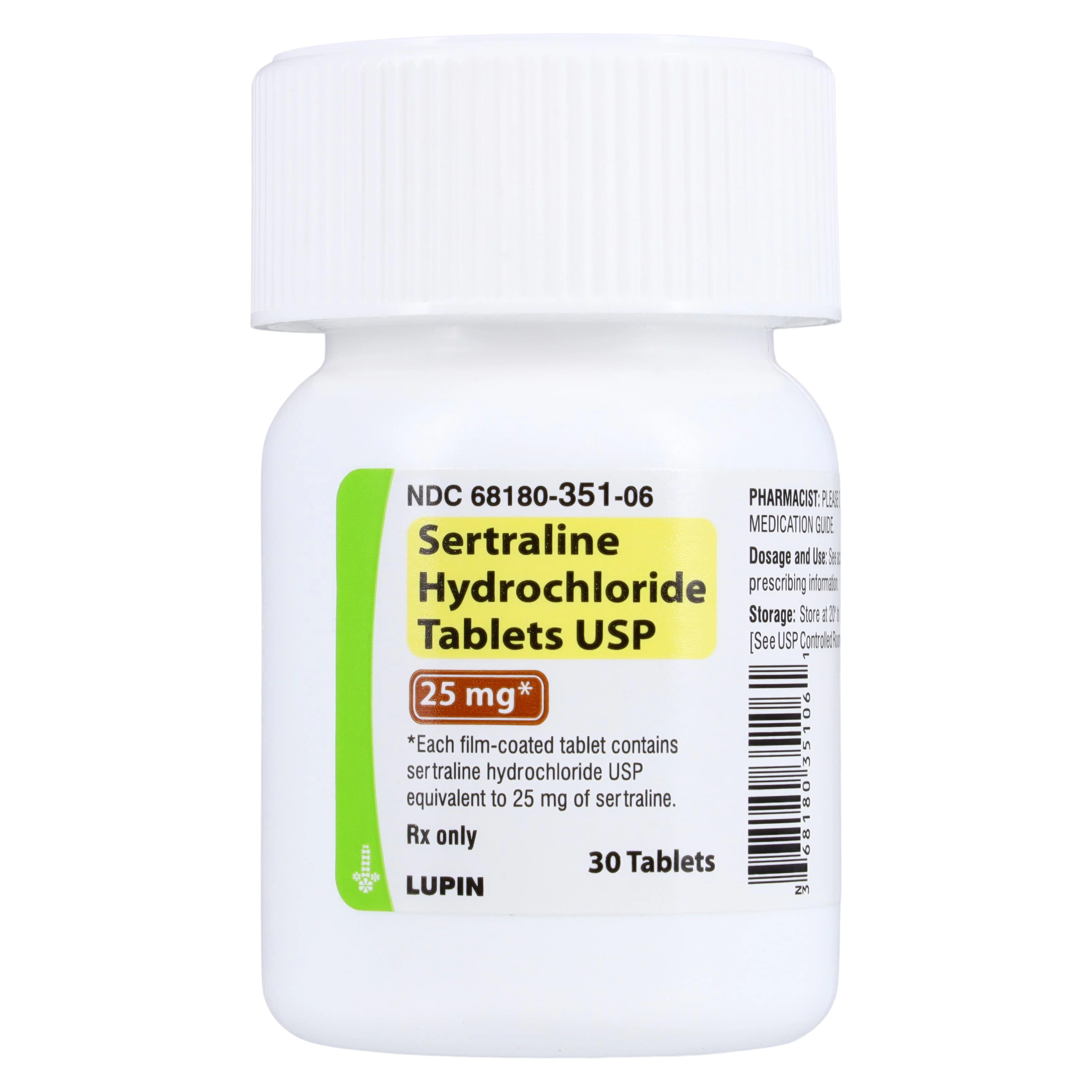 Sertraline HCl Tablets 25mg, 30 Count Bottle (Lupin Pharmaceuticals)
