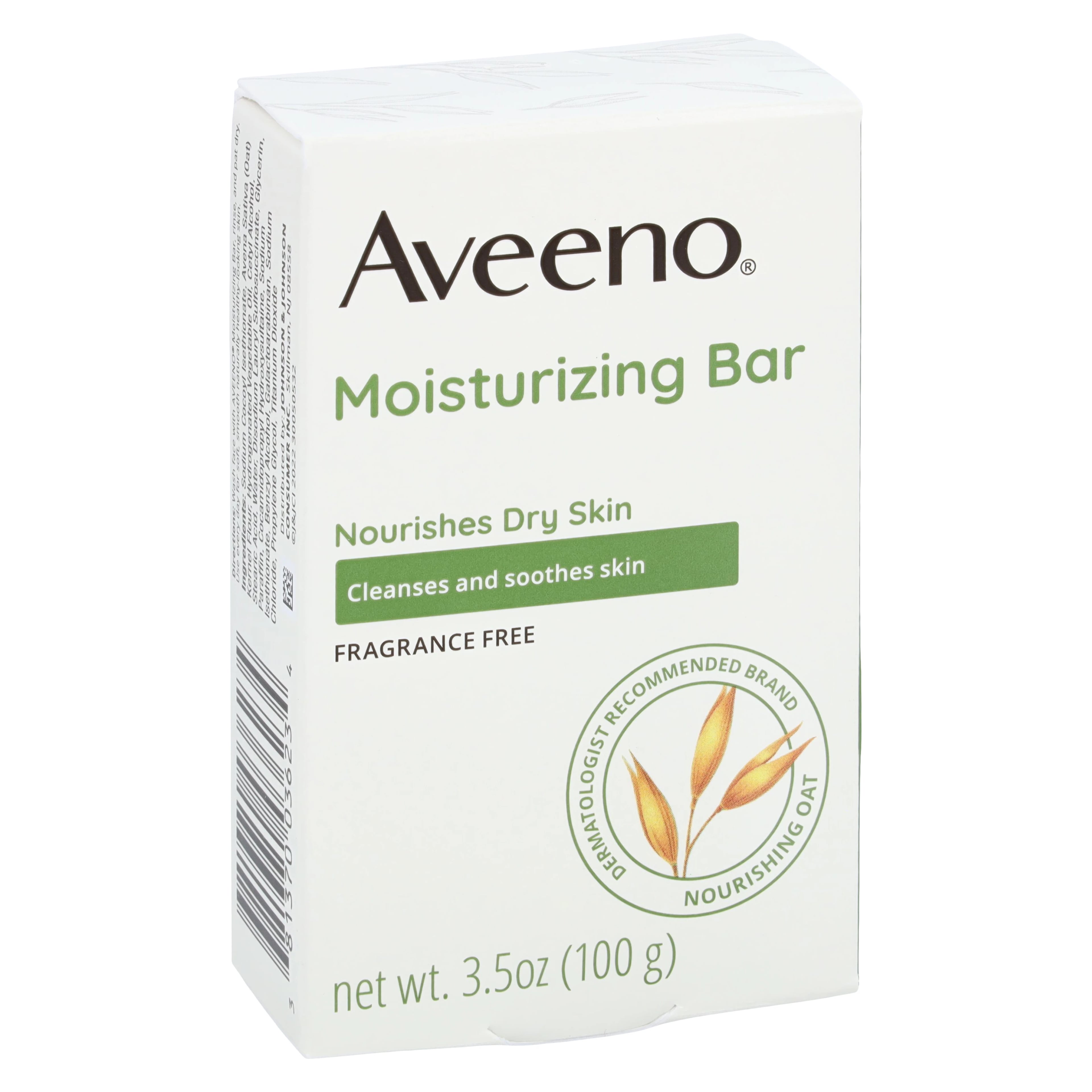 Aveeno Cleansing Bar, Fragrance Free, 3.5 oz, 6/Pack, 4 Packs/Case