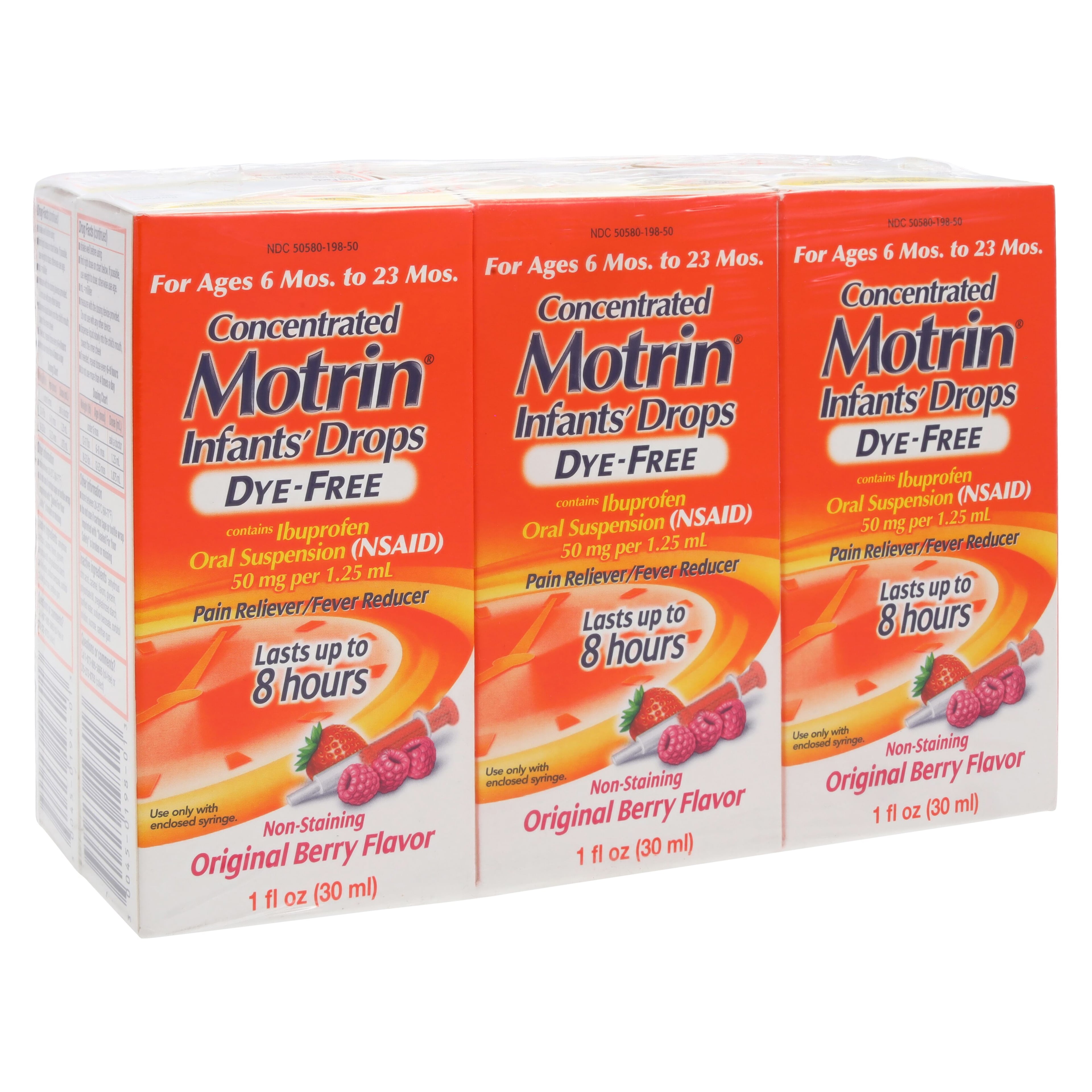 Motrin Infant Drops Dye-Free Berry 1 oz (50 mg/1.25 mL Oral Suspension, 6/Package)