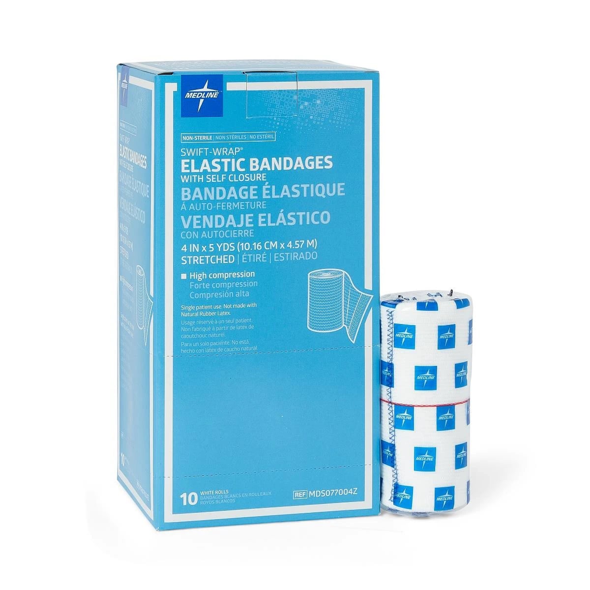 Medline Swift-Wrap Bandage, Cotton/Polyester/Elastic, 4" x 5 Yd, White, Non-Sterile, 20/Case