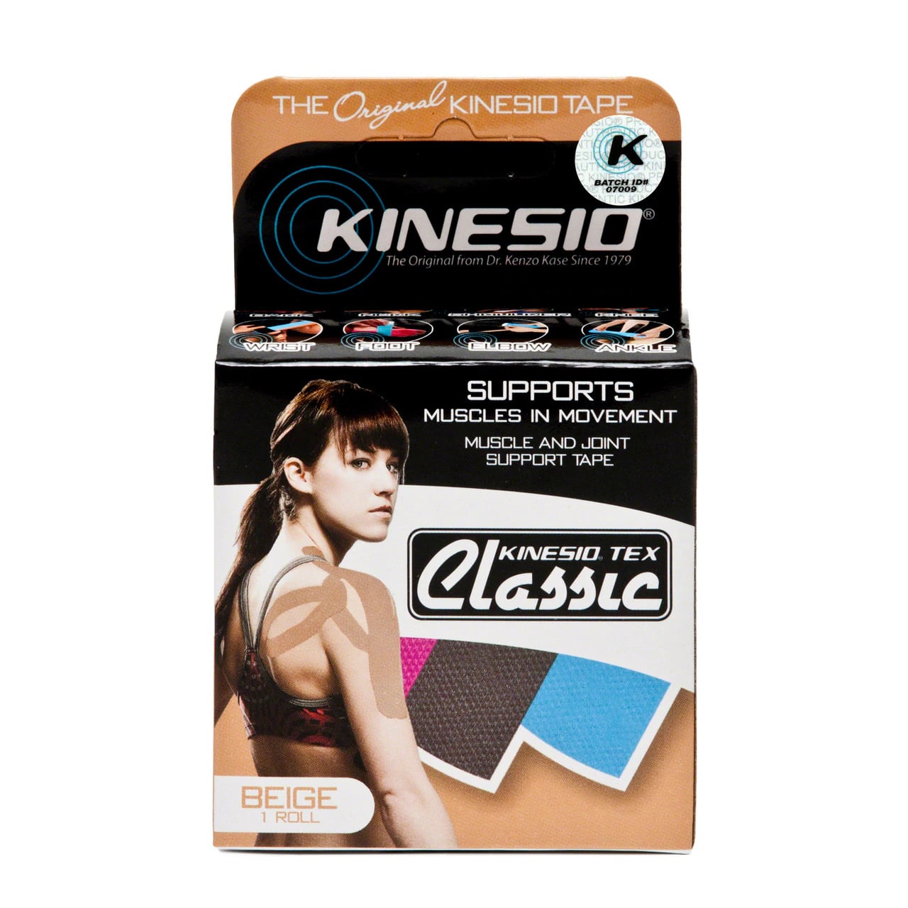 Kinesio Tex Classic Athletic Tape, Cotton, 2" x 4.4 yd, Beige, Non-Sterile, 6 Rolls/Box