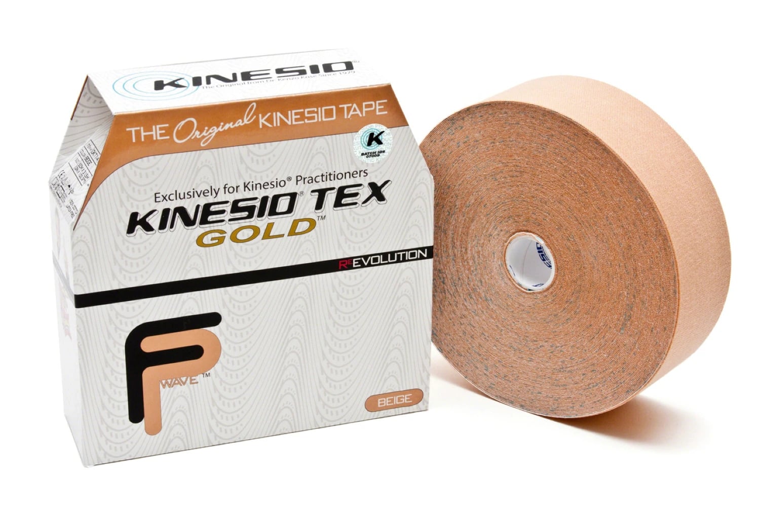 Kinesio Tex Gold FP Kinesiology Tape, Cotton, 2" x 34 yd, Beige, Non-Sterile, 1 Roll/Box