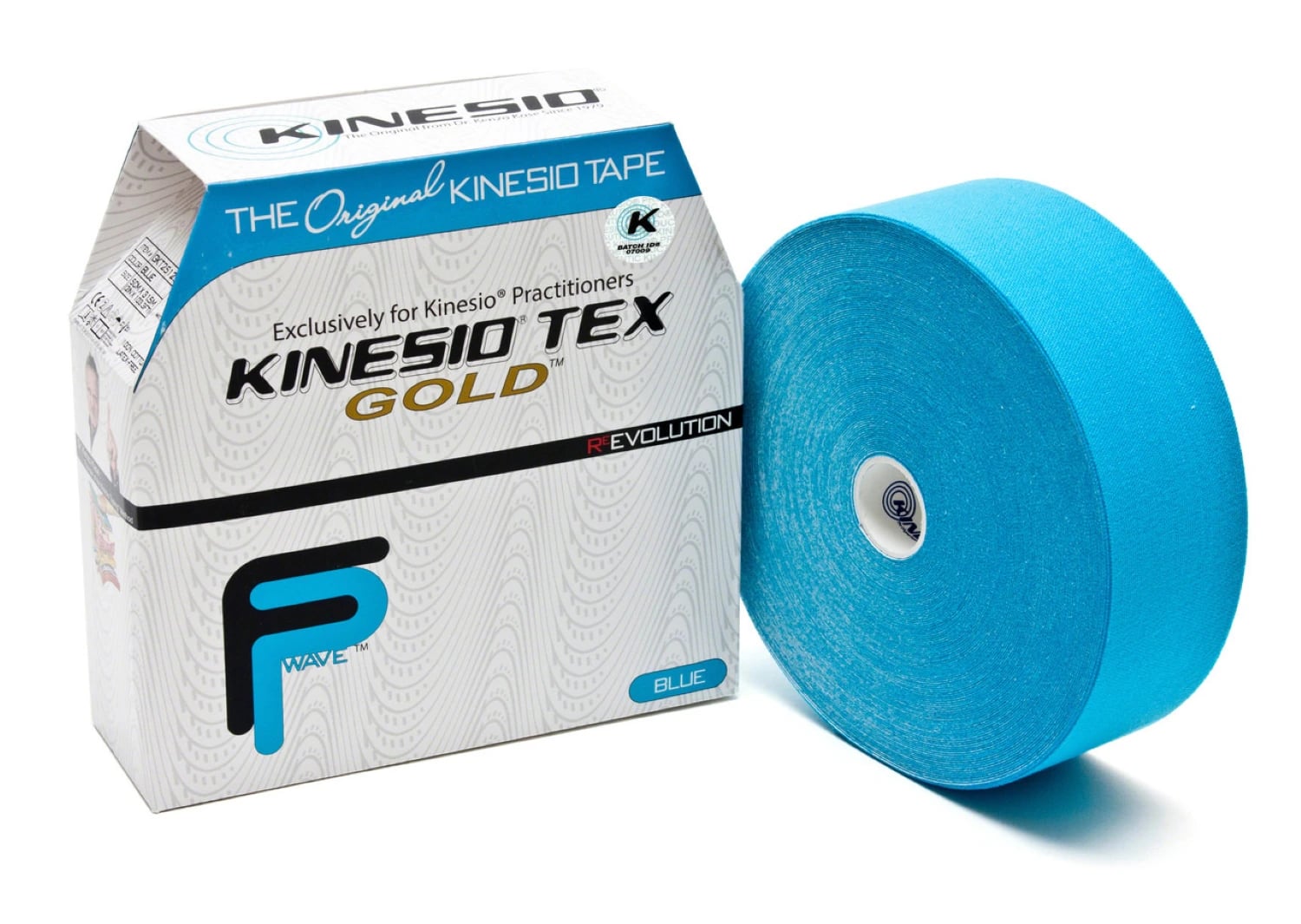 Kinesio Tex Gold FP Kinesiology Tape, Cotton, 2" x 34 yd, Blue, Non-Sterile, Latex-Free, 1 Roll/Box