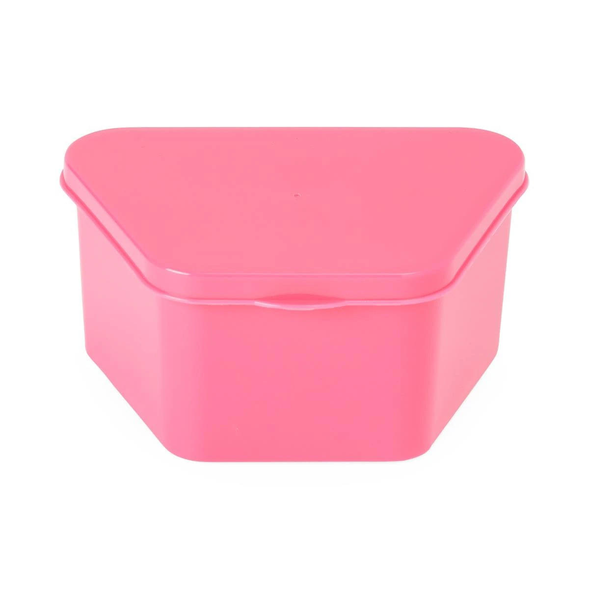 Medline Denture Container, Hot Pink, Hinged Lid, 200/Case