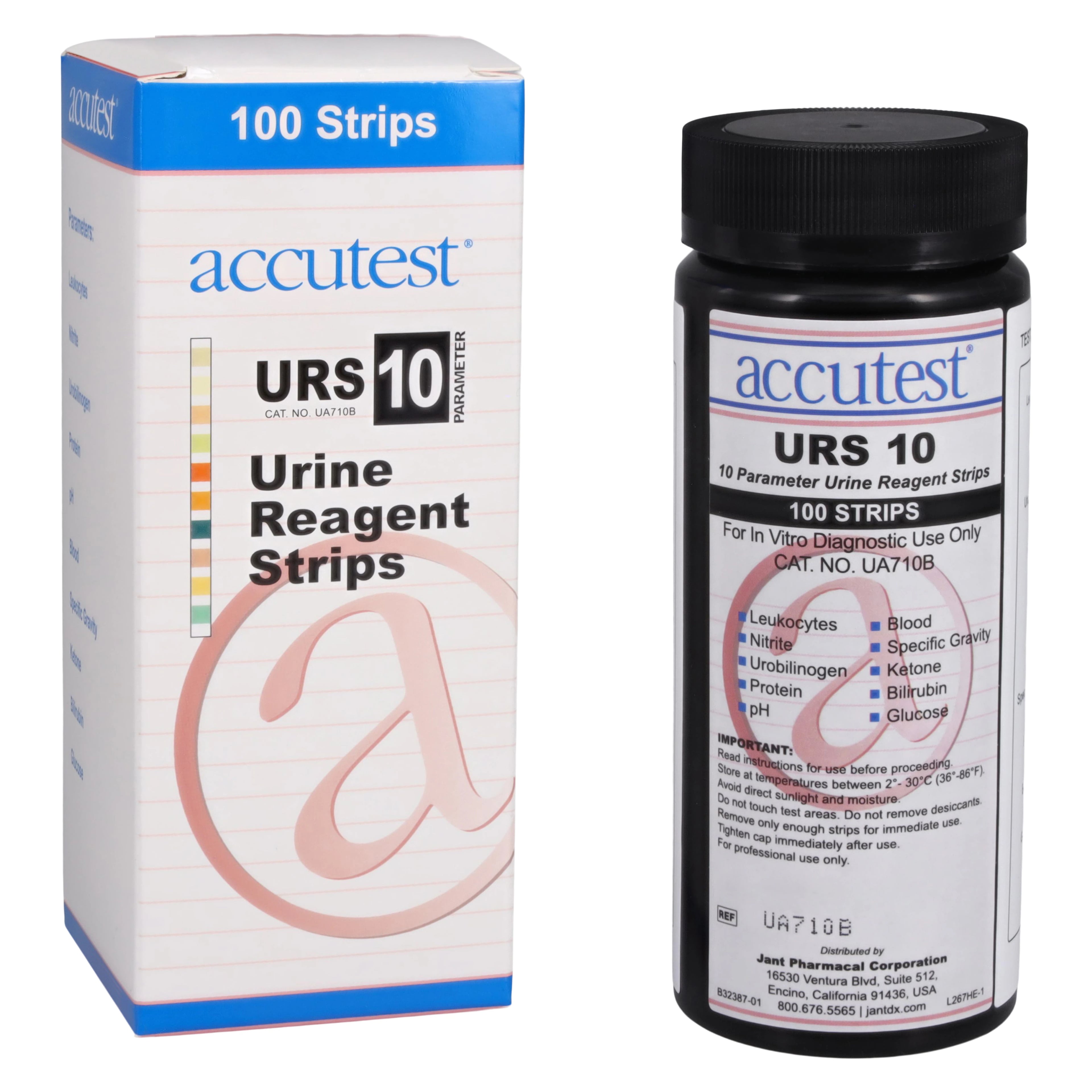 Accutest 10UA Urinalysis Test Strips, 10-Parameter, 100/Bottle