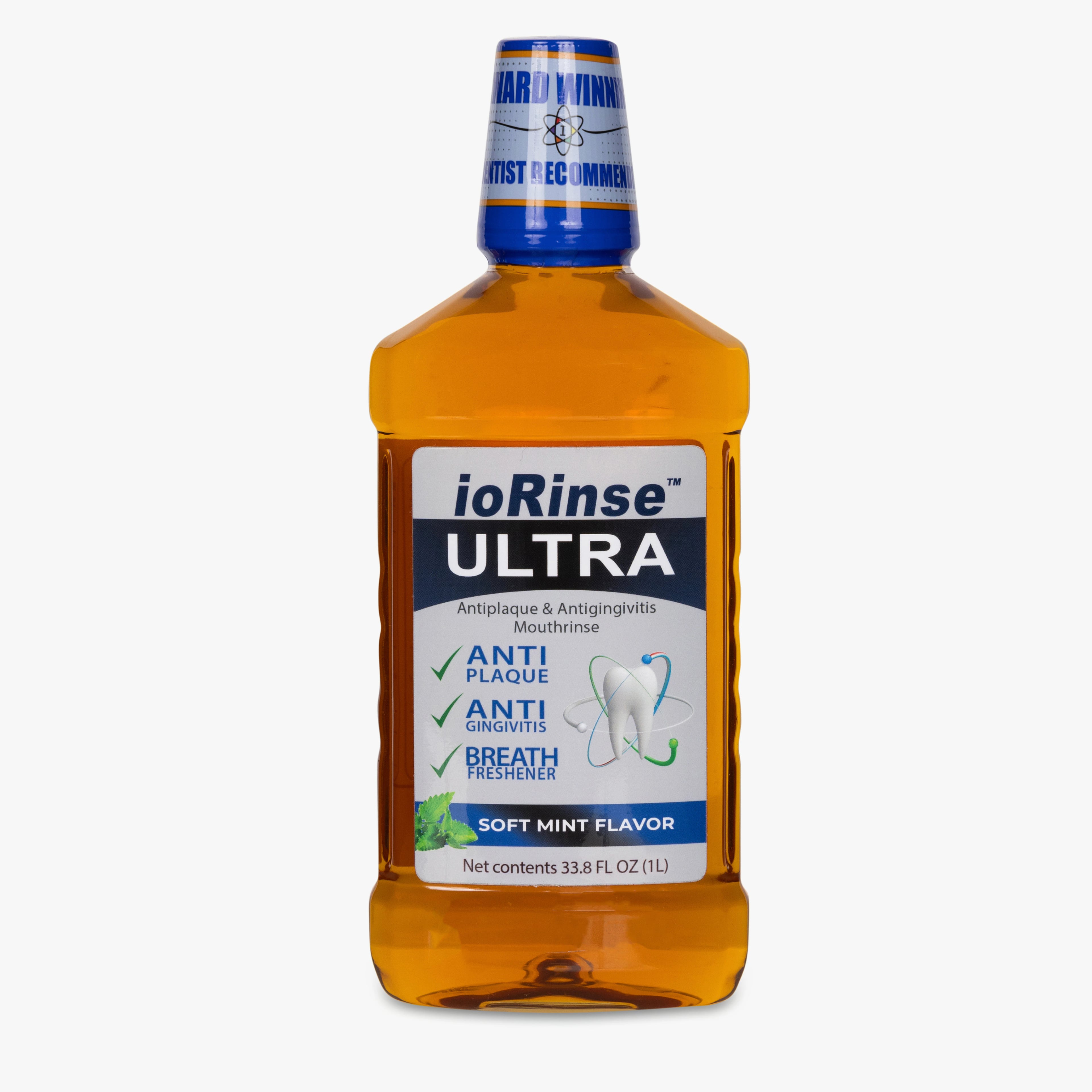 ioRinse Ultra Oral Rinse, Soft Mint, 1 Liter Bottle, Case of 12