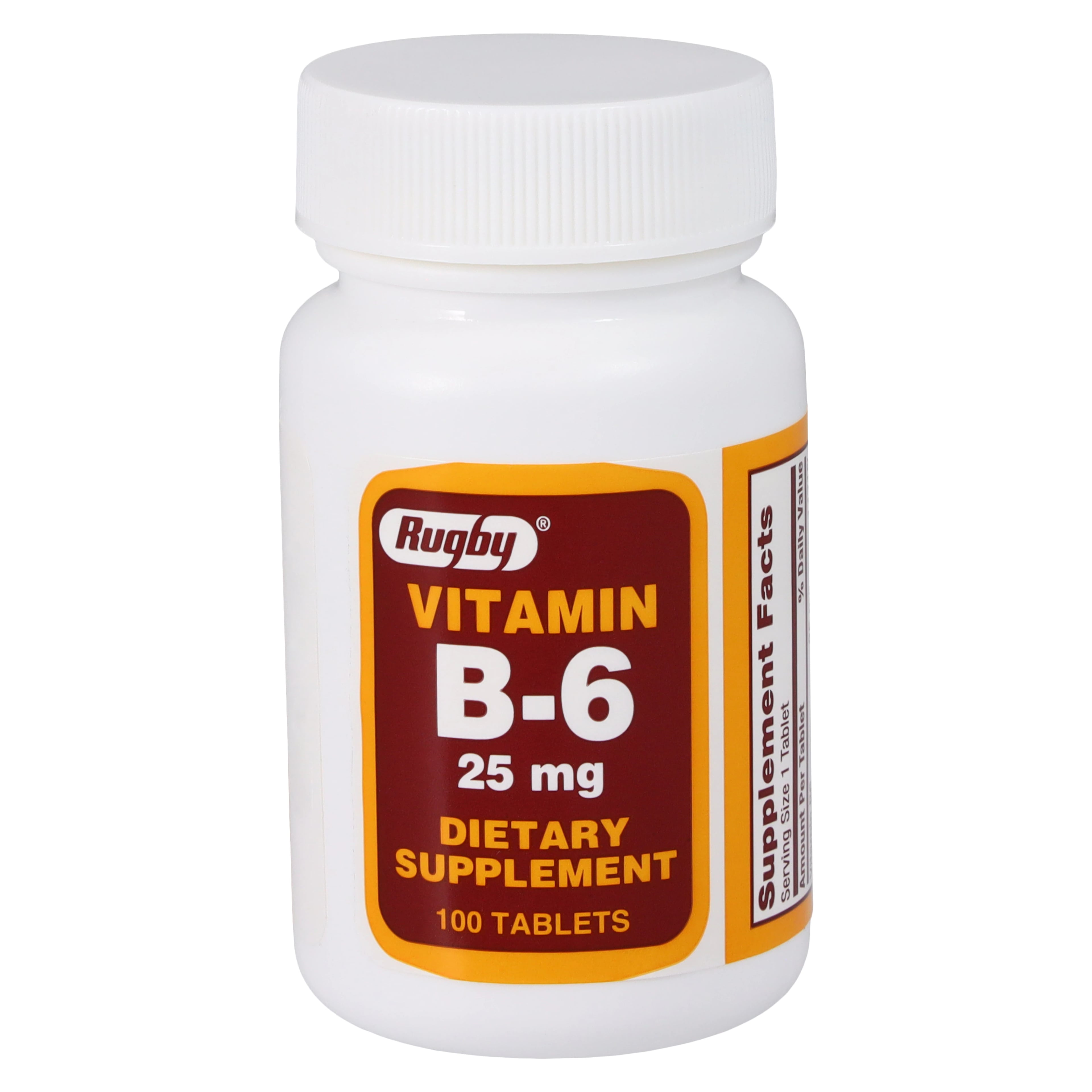 Vitamin B-6 Pyridoxine Tablets, 25 mg, 100 Tablets per Bottle