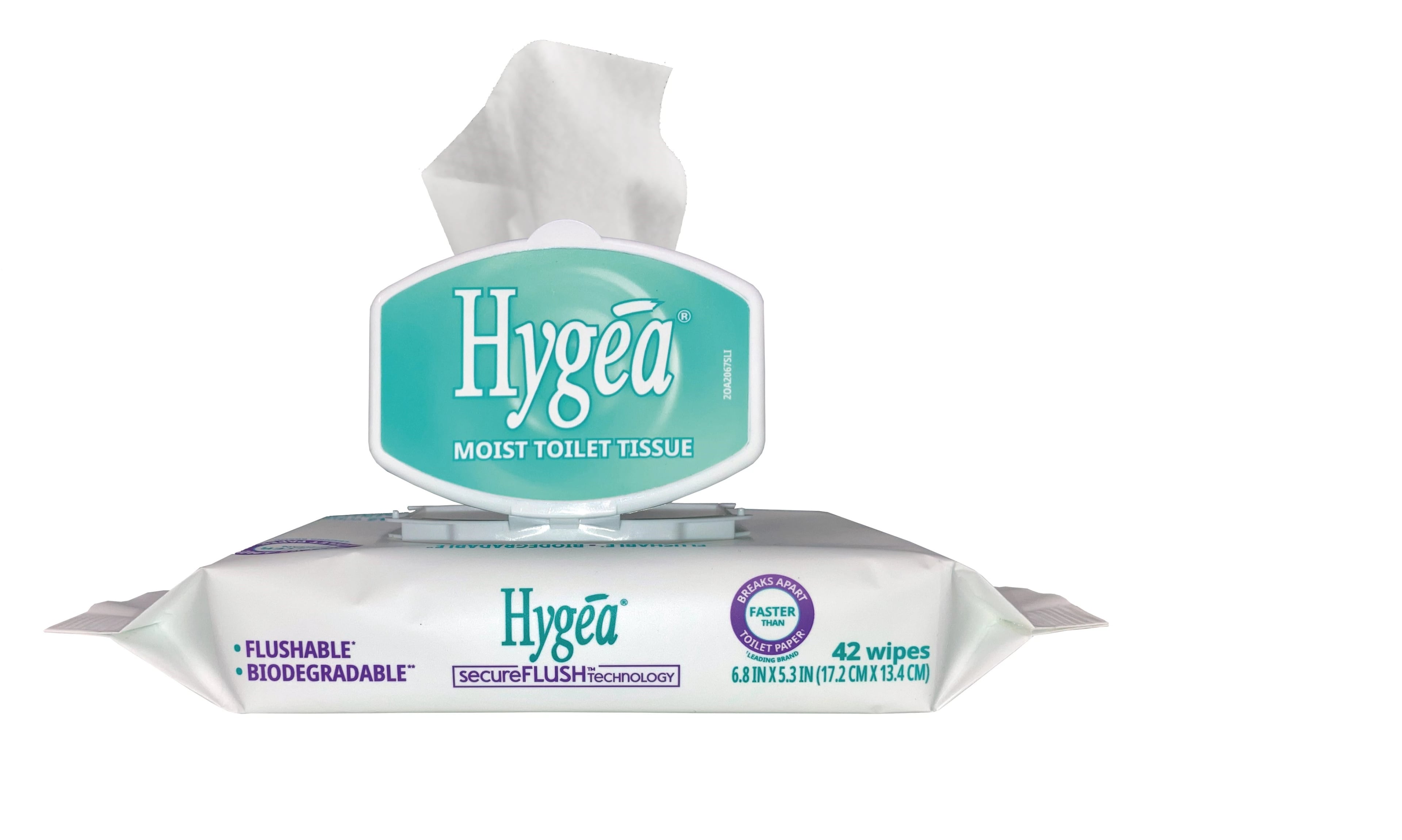 Hygea Flushable Moist Toilet Tissue, Alcohol Free, Aloe & Vitamin E, Light Fresh Scent, 5.3 x 6.8 Inches, 42 Count